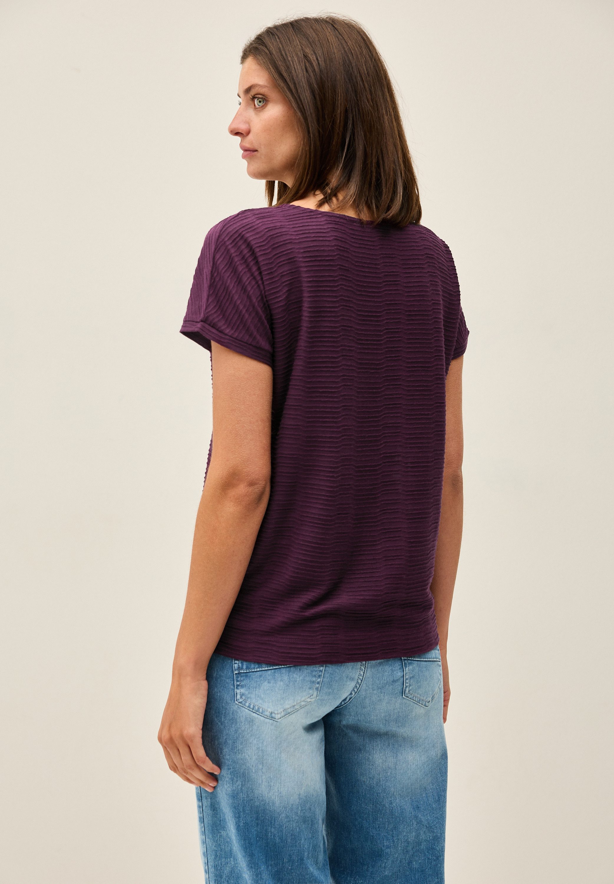 CECIL T-Shirt aus elastischem Materialmix günstig online kaufen