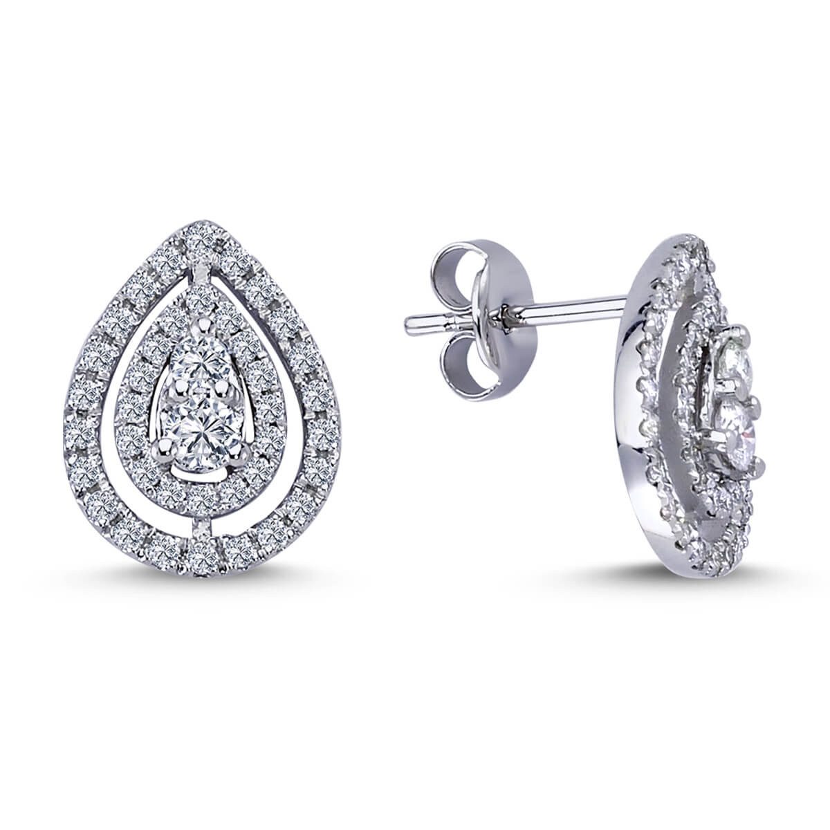 EinStein Diamant Ohrring-Set, Diamant Drop Ohrringe 585`er 14 Karat Weißgold