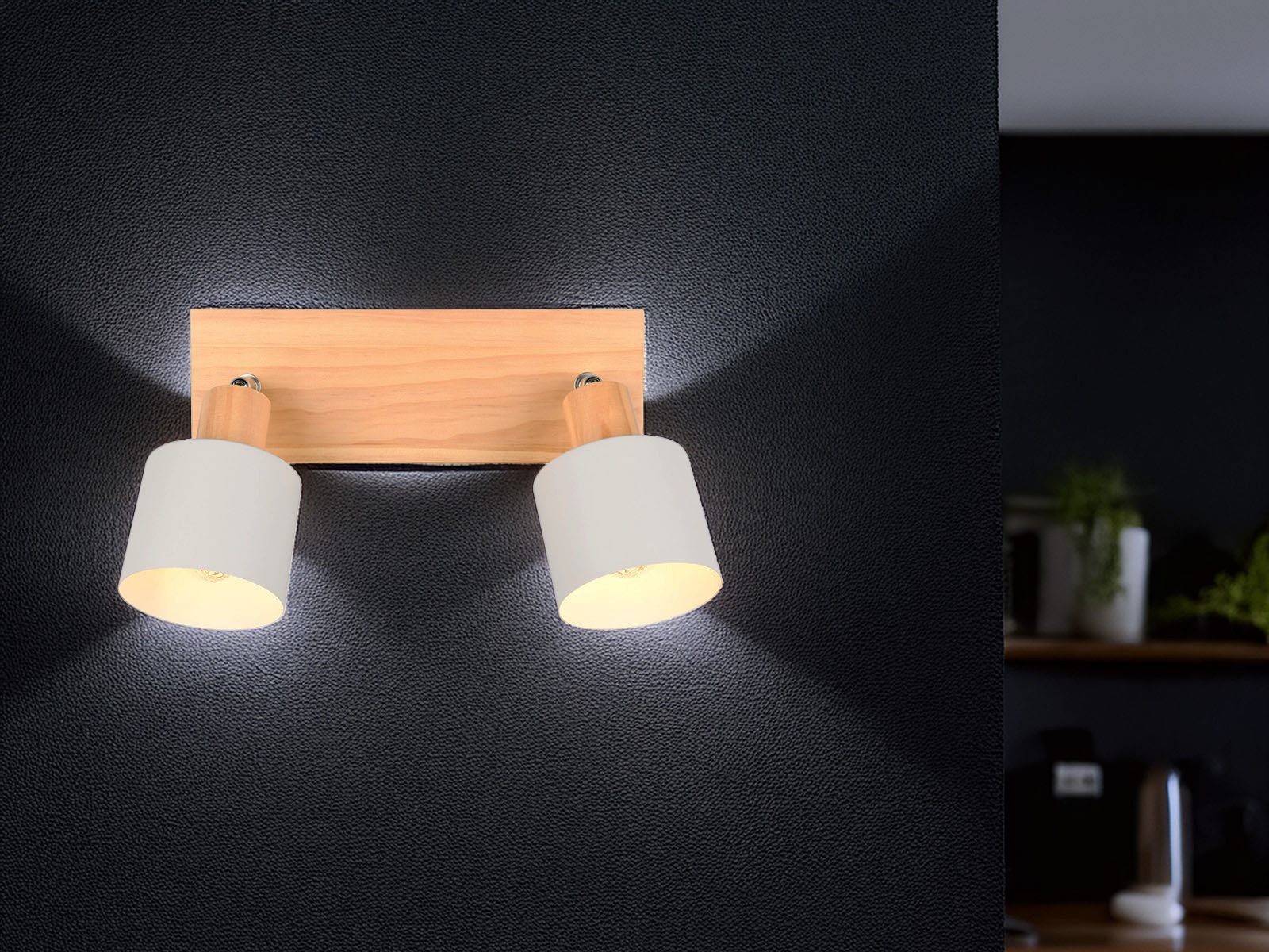 TRIO Leuchten LED Deckenstrahler, Dimmfunktion, LED wechselbar, Wamweiß, Decken-Spots & Wand-Strahler innen, Holz skandinavisch 30cm