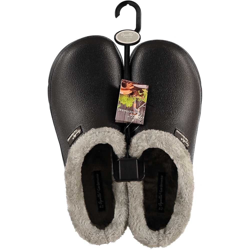 Steinnacher Bärbel Herren Gartenclogs mit Fell schwarz Clog