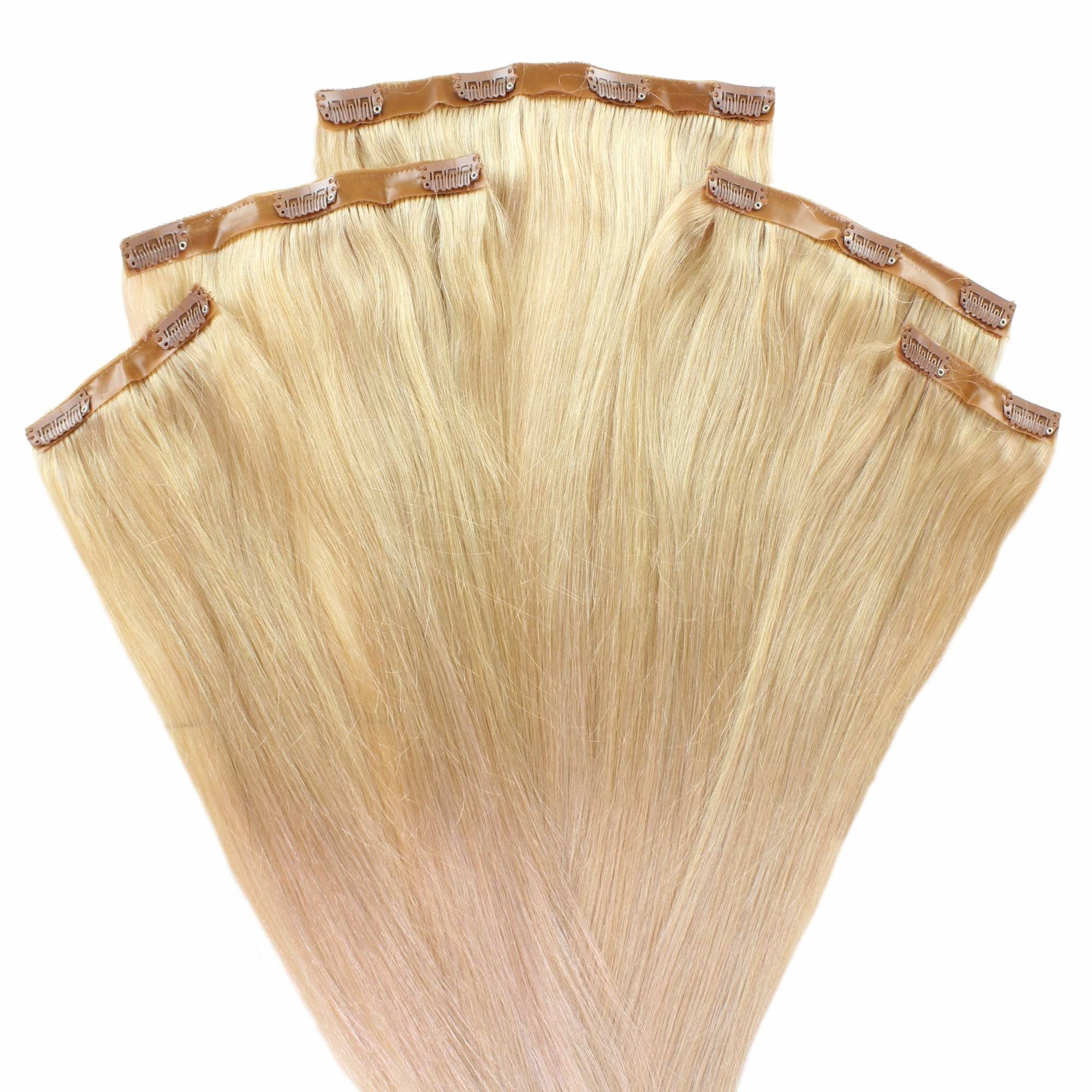 Volumen 30cm #9/31 Echthaar-Extension hair2heart Lichtblond Gold-Asch Clip Extensions