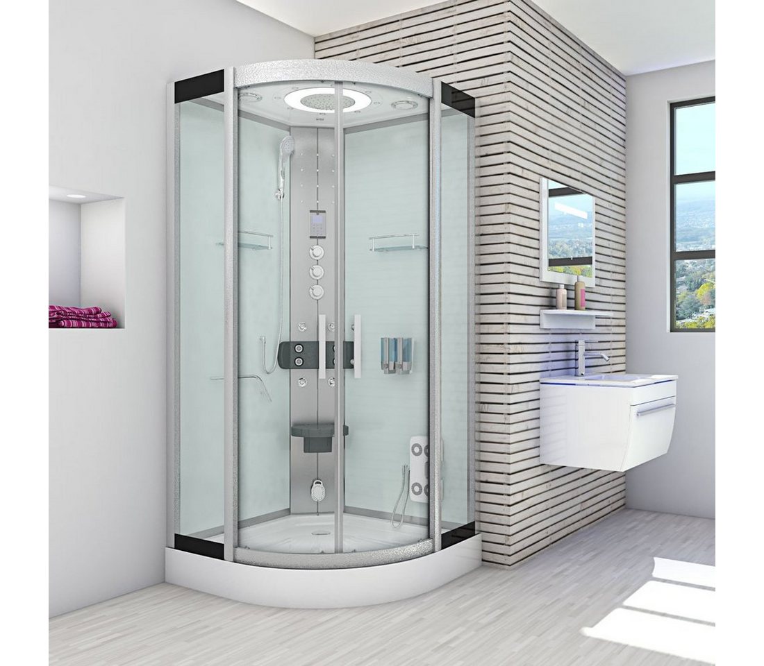 Thumbnail - AcquaVapore Dampfdusche Dampfdusche Duschkabine D58-00T3-ALL Weiß 80x80, Sicherheitsglas ESG, inklusive Duschwanne