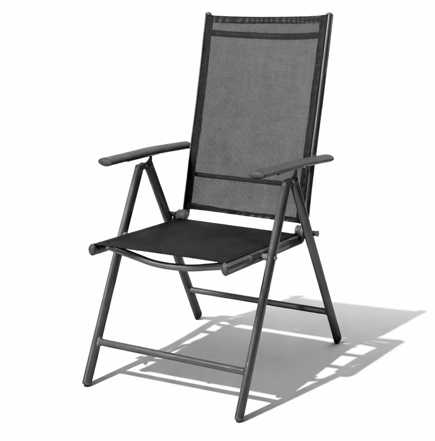 Mojawo Armlehnstuhl Garten Klappstuhl Aluminium - Textilen Anthrazit / Anthrazit