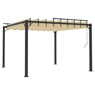 vidaXL Pavillon Pavillon Gartenzelt mit Lamellendach 3x3 m Creme Stoff und Aluminium