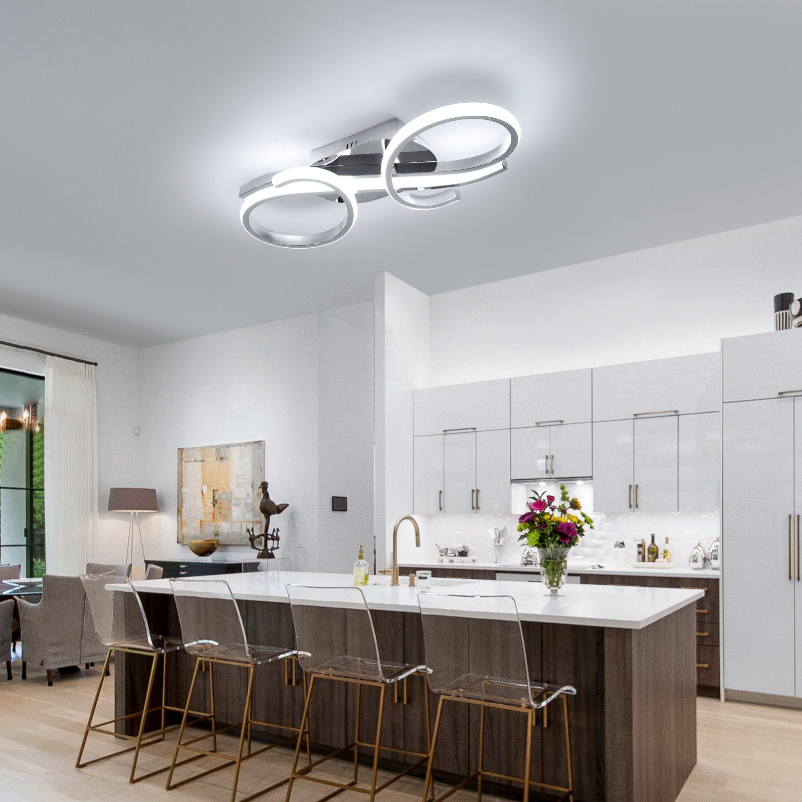 Riserva LED Deckenleuchte Kreative Aluminiumlampe, 36W Deckenlampe, warmes Licht 3000K, LED wechselbar, Augenschutzdesign, energiesparend, für Cafés, Konzertsäl – Bild 5 von 5