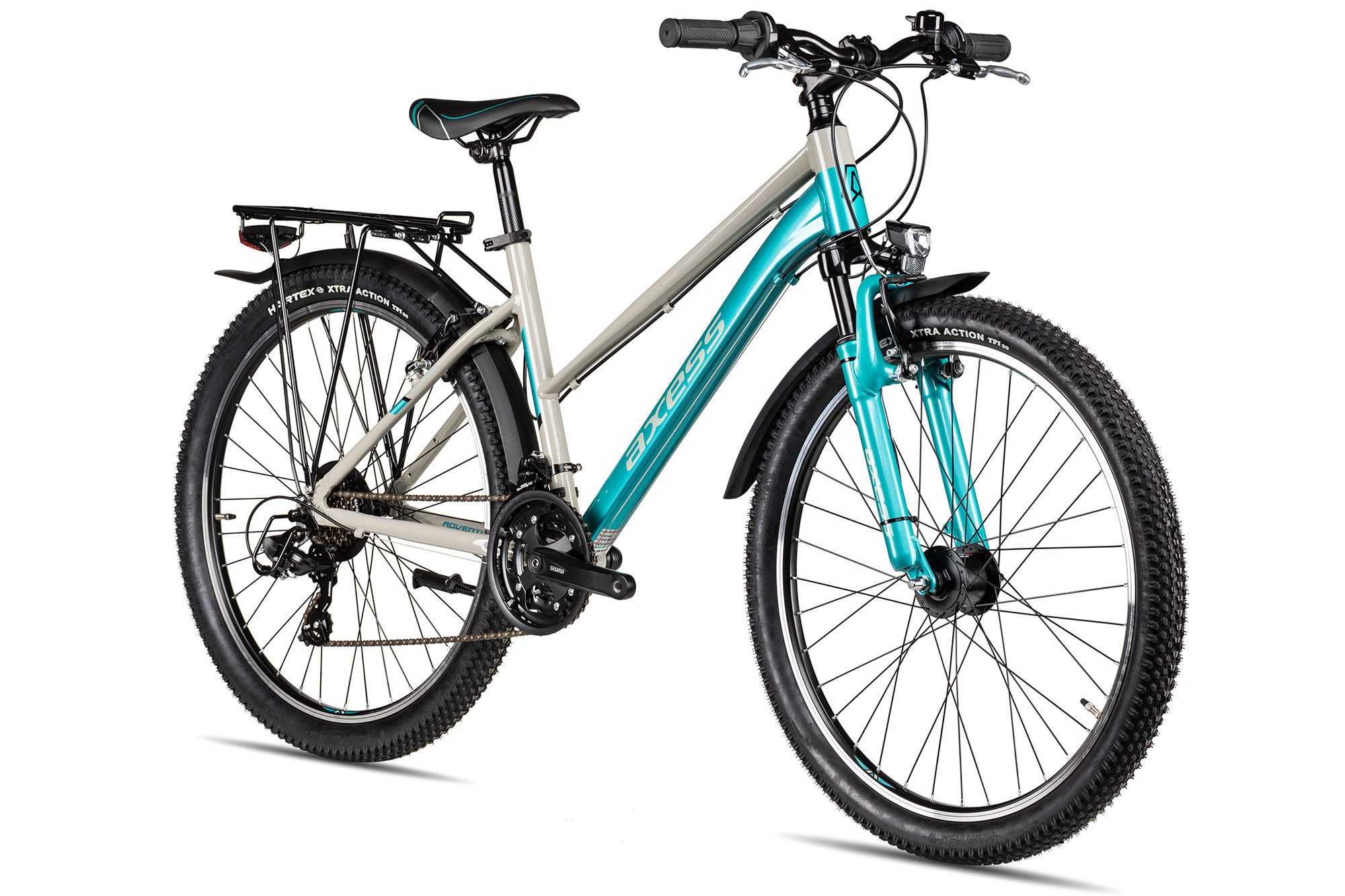 Axess Jugendfahrrad Axess Adventure 26 Trapez, 21 Gang Shimano Tourney 21 Schaltwerk, Kettenschaltung, Straßenausstattung schwarz/grau – Bild 2 von 5