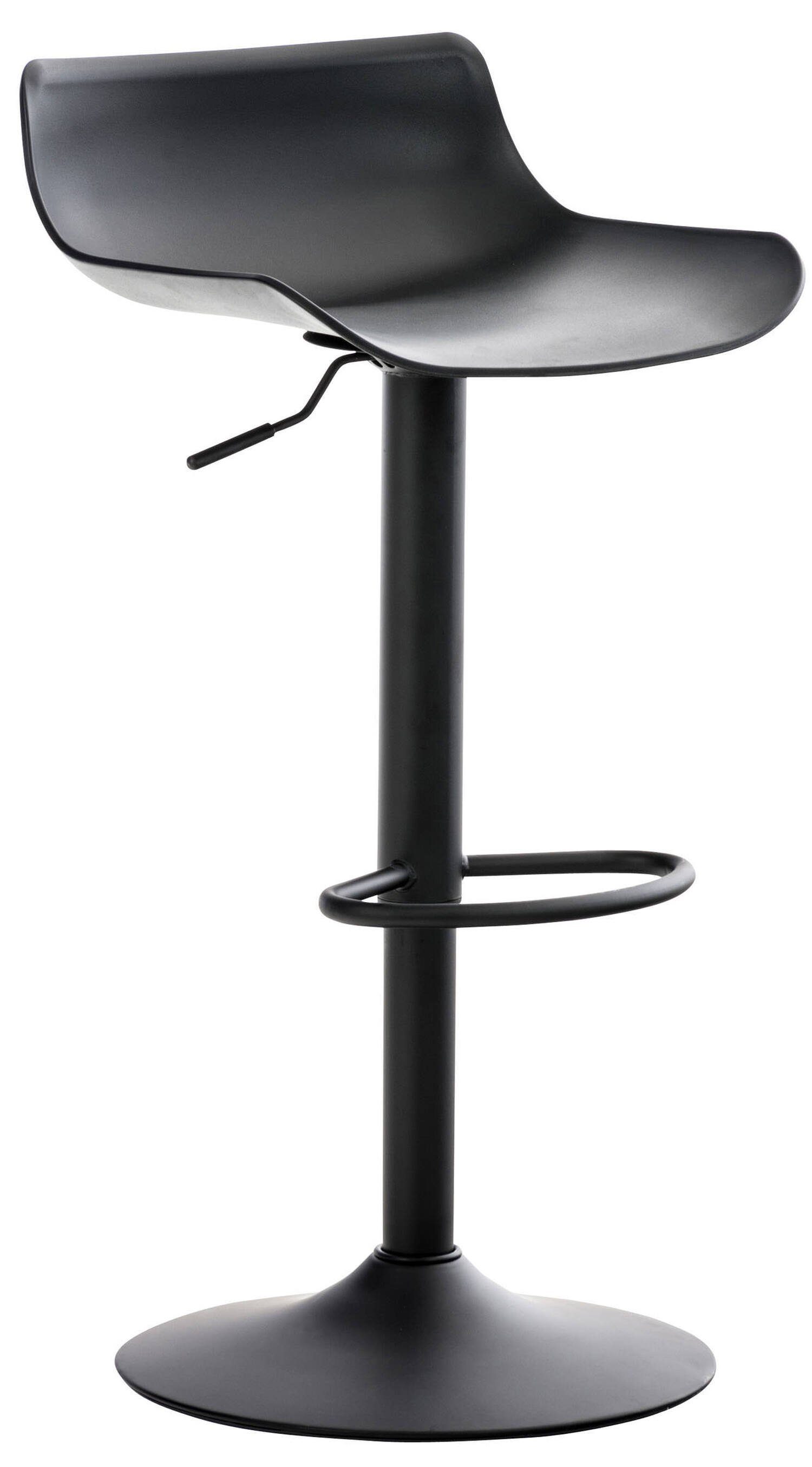 TPFLiving Barhocker Averna mit bequemer Rückenlehne und angenehmer Fußstütze (Barstuhl Hocker für Theke & Küche - höhenverstellbar und drehbar), Gestell Metall schwarz - Sitzfläche: Kunststoff Schwarz