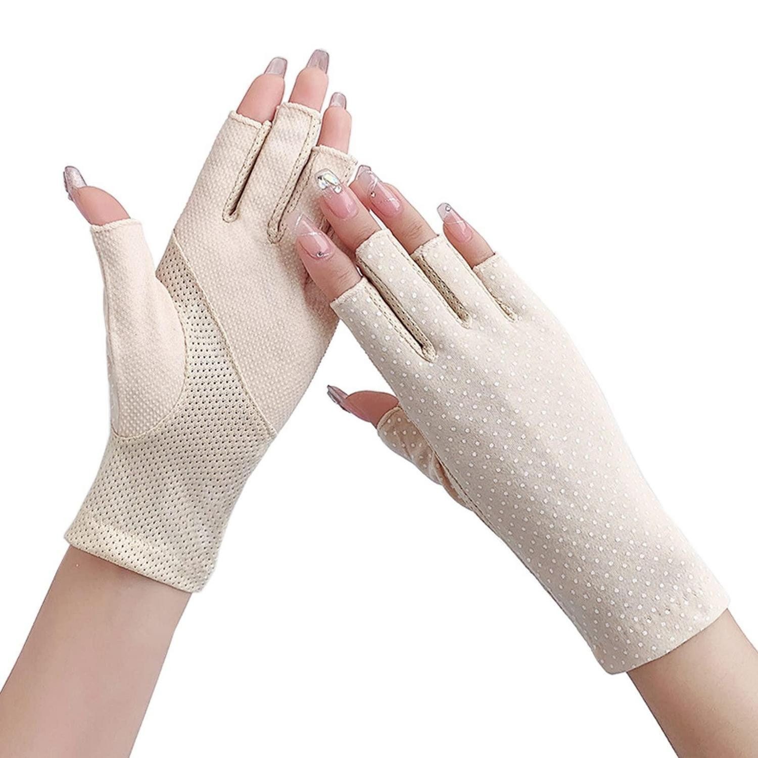LuxusKollektion Fahrradhandschuhe Fingerlose Sommerhandschuhe Damen Beige (1-St)