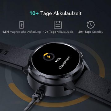 SKG Smartwatch (1,32 Zoll, Android iOS), Robuste GPS Fitness Tracker Schlafmonitor IP68 Wasserdicht Multi-Sport