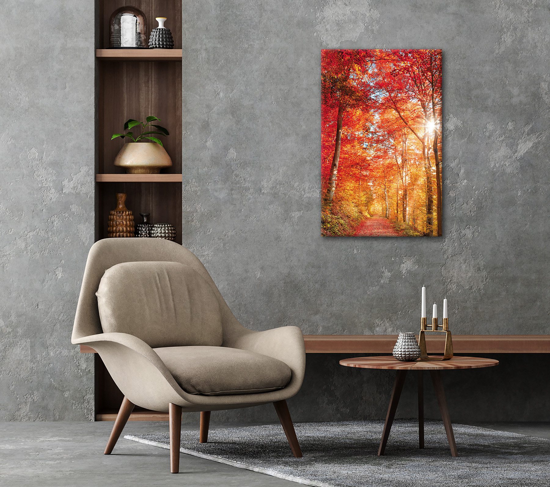 Bönninghoff Leinwandbild Wandbild BUNTER HERBSTWALD 60x90 cm – Leinwandbild Keilrahmen Deko, Baumbilder, Bäume, Landschaft, Natur, Wald, Waldbilder (1 St), auf  – Bild 5 von 5