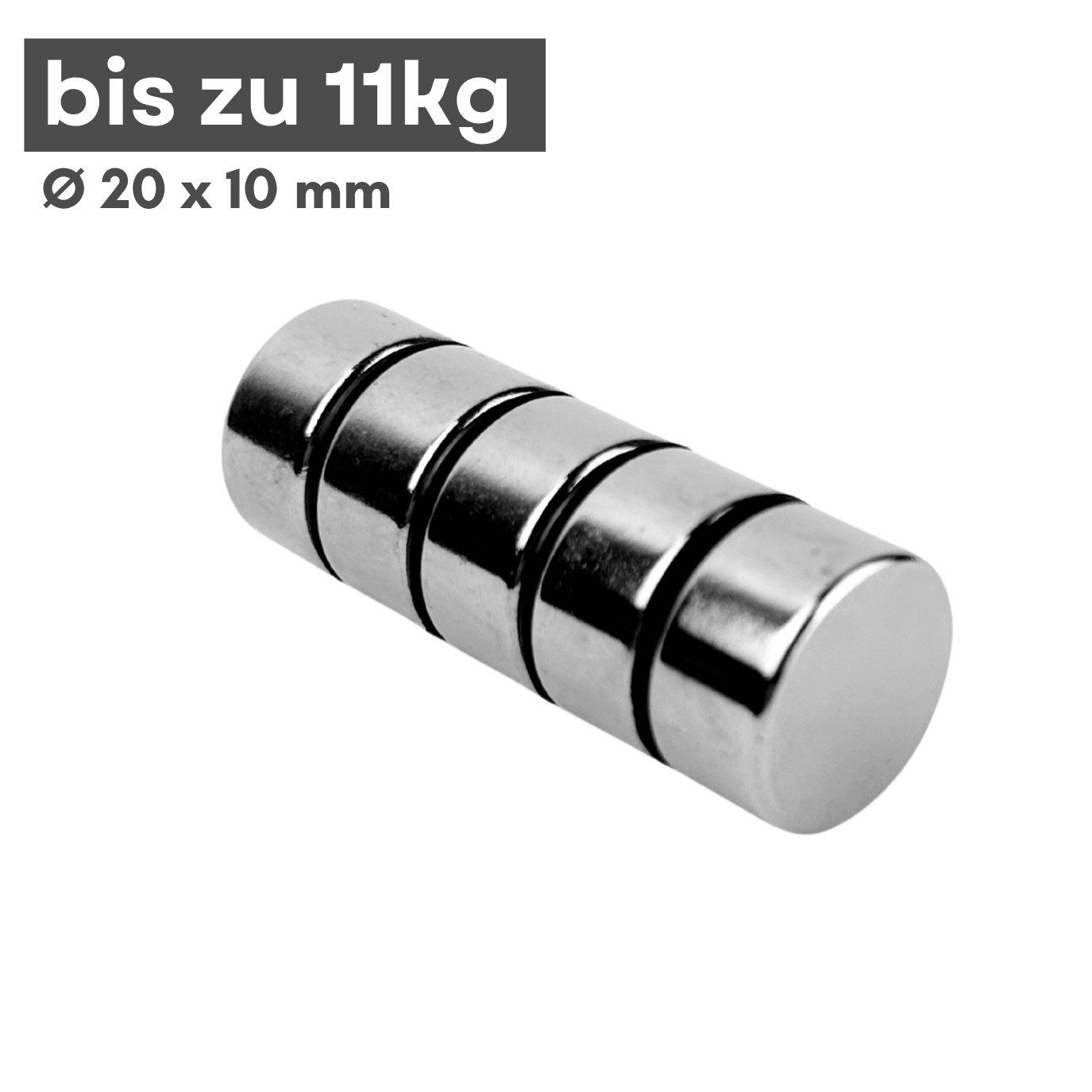 MaajeeKuto Magnet Neodym Magnet 20x10 mm N38 Scheibenmagnet 11kg Haftkraft Stark (1-St)