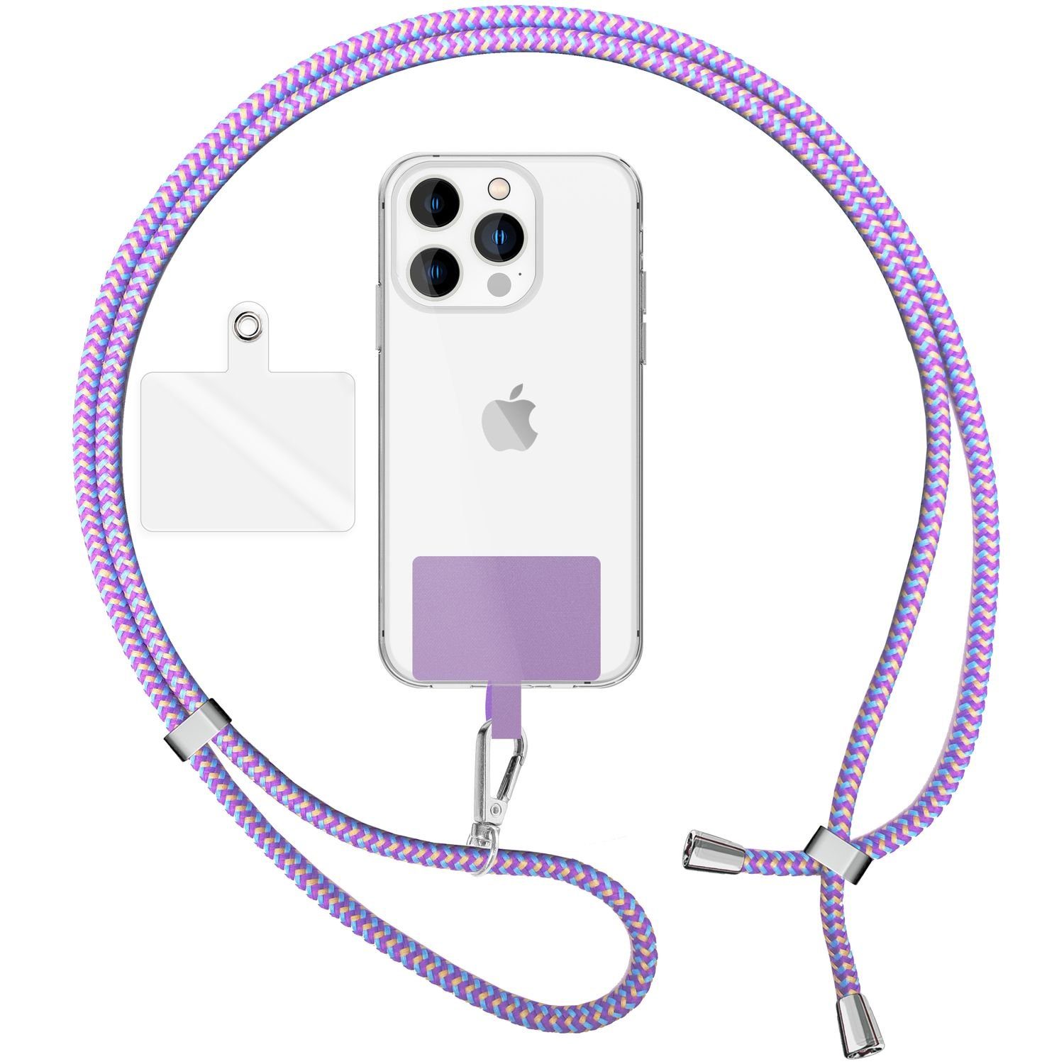 Nalia Handykette Universal Smartphone, Buntes Handy Band zum Umhängen mit Pad / 160 cm Schlüsselband Lanyard