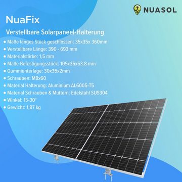 NuaSol verstellbar Neigungswinkel 15° - 60° siber / schwarz Solarmodul-Halterung, (Set)
