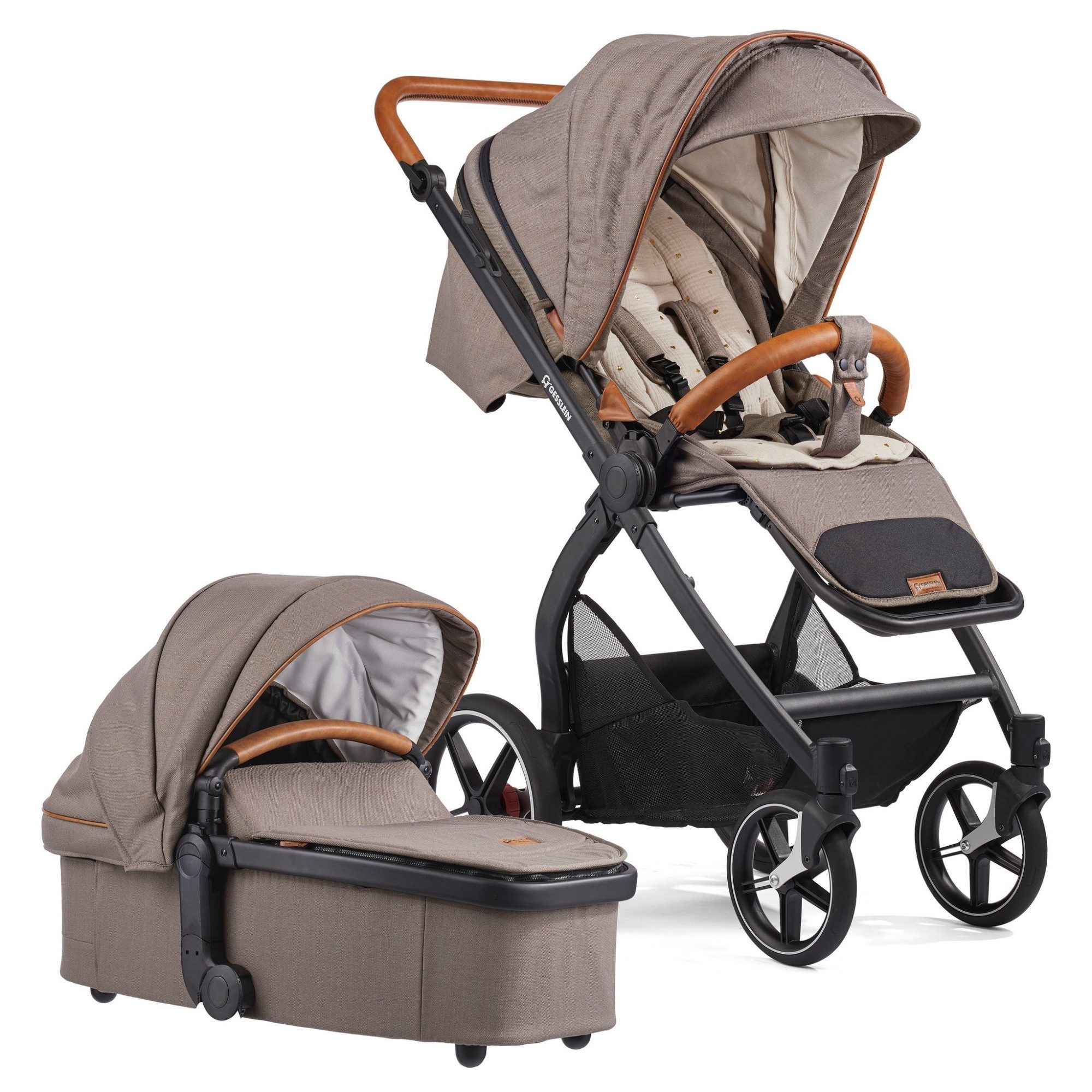 Gesslein Kombi-Kinderwagen Gesslein FX4 Swing 2in1 Kinderwagen-Set inkl. Babywanne Panorama Relax
