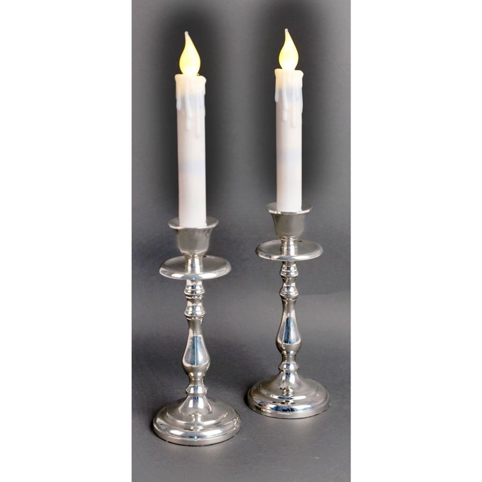 BURI Kugelleuchte LED 2er-Set Tafelkerzen Flackerlicht mit Timer Spitzkerzen Stabkerzen – Bild 2 von 3