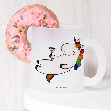 Mr. & Mrs. Panda Teeglas Einhorn Cocktail - Transparent - Geschenk, Teetasse, Pegasus, Caipiri, Premium Glas, Satinierte Oberfläche