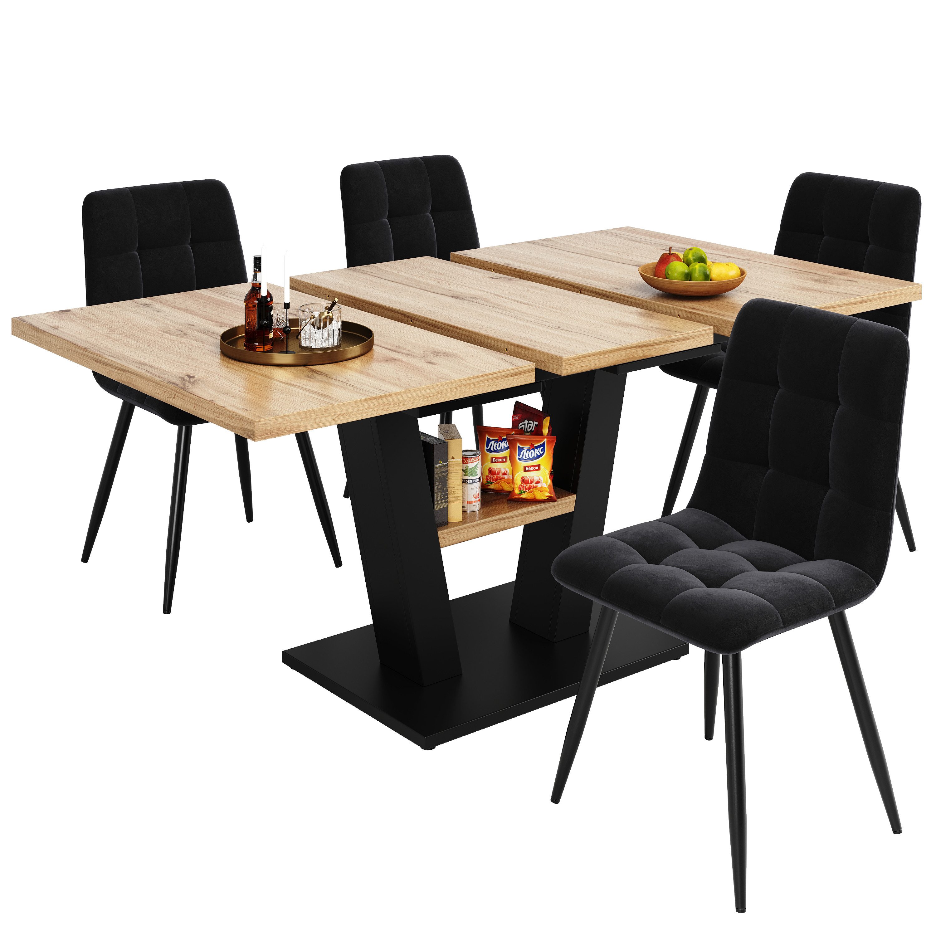OKWISH Esstisch Moderne Esstisch,Ausziehbar,Esszimmer-Set (Ausziehbares Ess günstig online kaufen