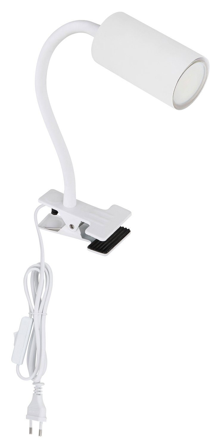 GLOBO LIGHTING Klemmleuchte ROBBY, Weiß matt, Metall, Höhe 41 cm, 1-flammig, ohne Leuchtmittel