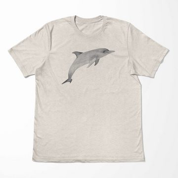 Sinus Art T-Shirt Herren Shirt 100% gekämmte Bio-Baumwolle T-Shirt Delfin Wasserfarben Motiv Nachhaltig Ökomode aus e (1-tlg)