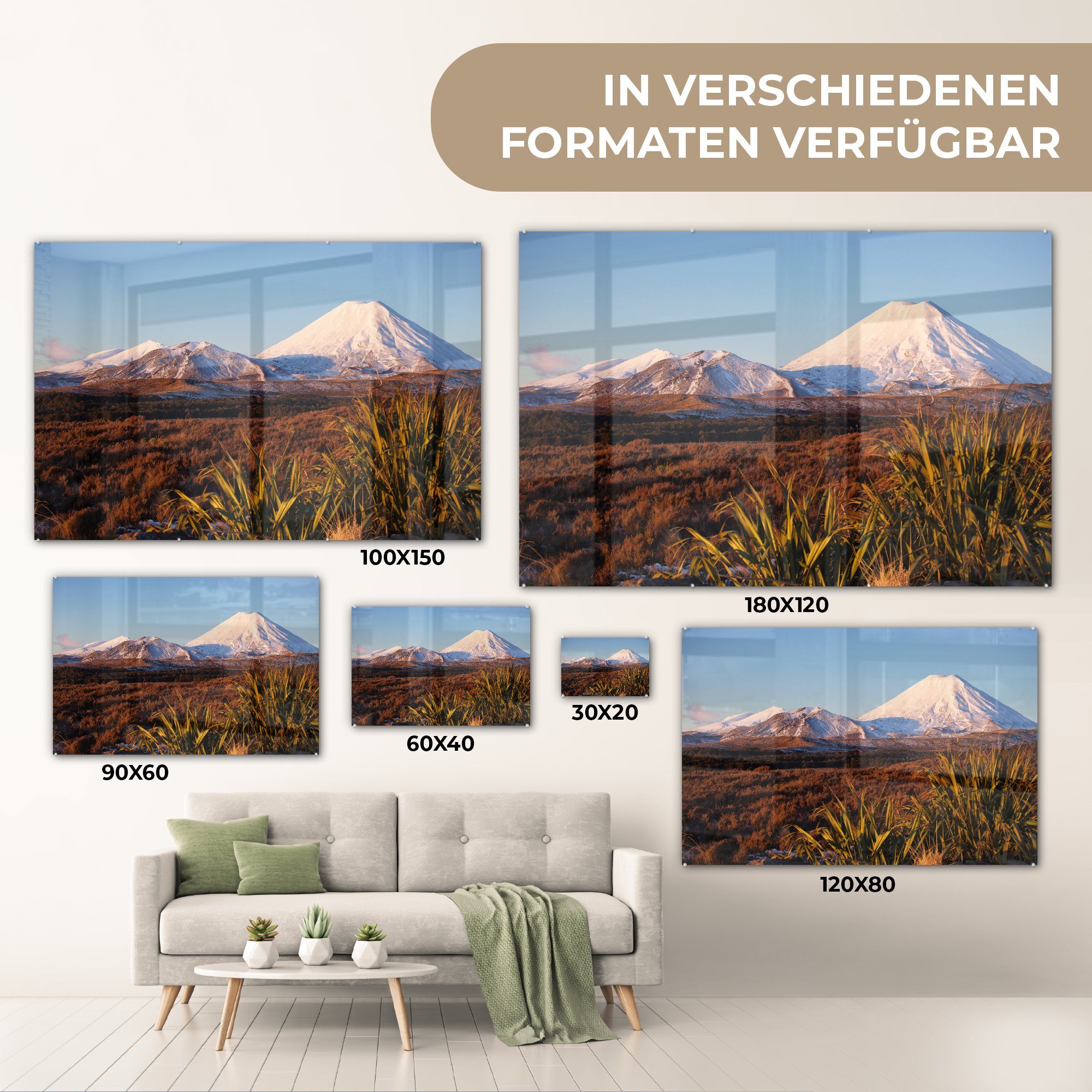 & Acrylglasbild Vulkan Wohnzimmer MuchoWow in Schlafzimmer Acrylglasbilder Tongariro-Nationalpark im Neuseeland, (1 St),