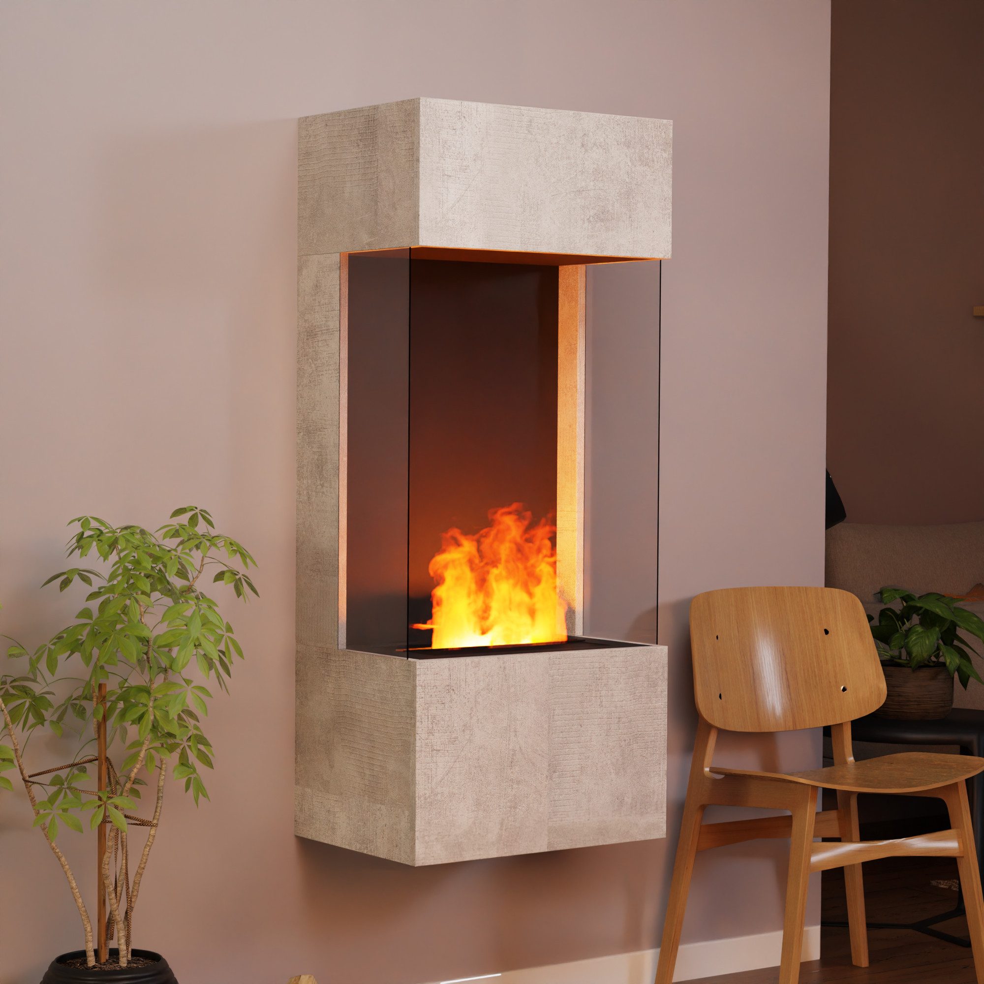 GLOW FIRE Elektrokamin OGF 4 Wasserdampf Kamin, Standkamin, Elektrischer Kamin, Wasserdampfkamin mit 3D Feuer und Knisterfunktion