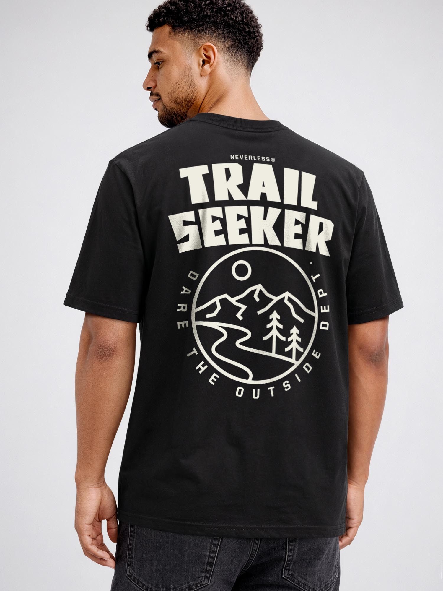 Neverless Oversize-Shirt Herren T-Shirt - Trail Seeker - Oversized Relaxed Fit Sommer Fashion mit Print