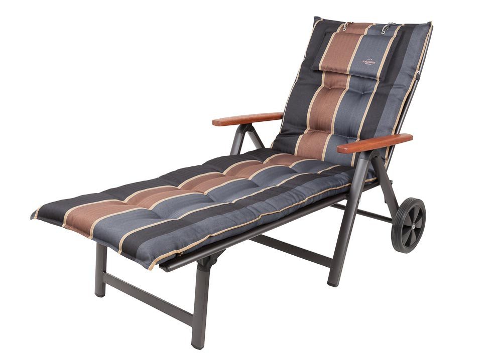 Sun Garden Liegenauflage Rollliege Monte 20536-800 schwarz-grau-braun 190x60x8 cm Sun Garden, (1 St), Halteband verstellbar mit Bindebändern Halteband Gummi