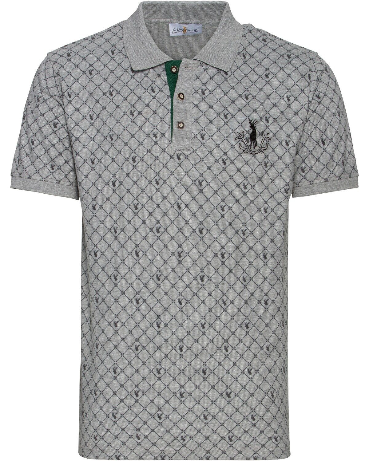 Almsach Poloshirt Poloshirt mit Hirsch | Rundhalsshirts