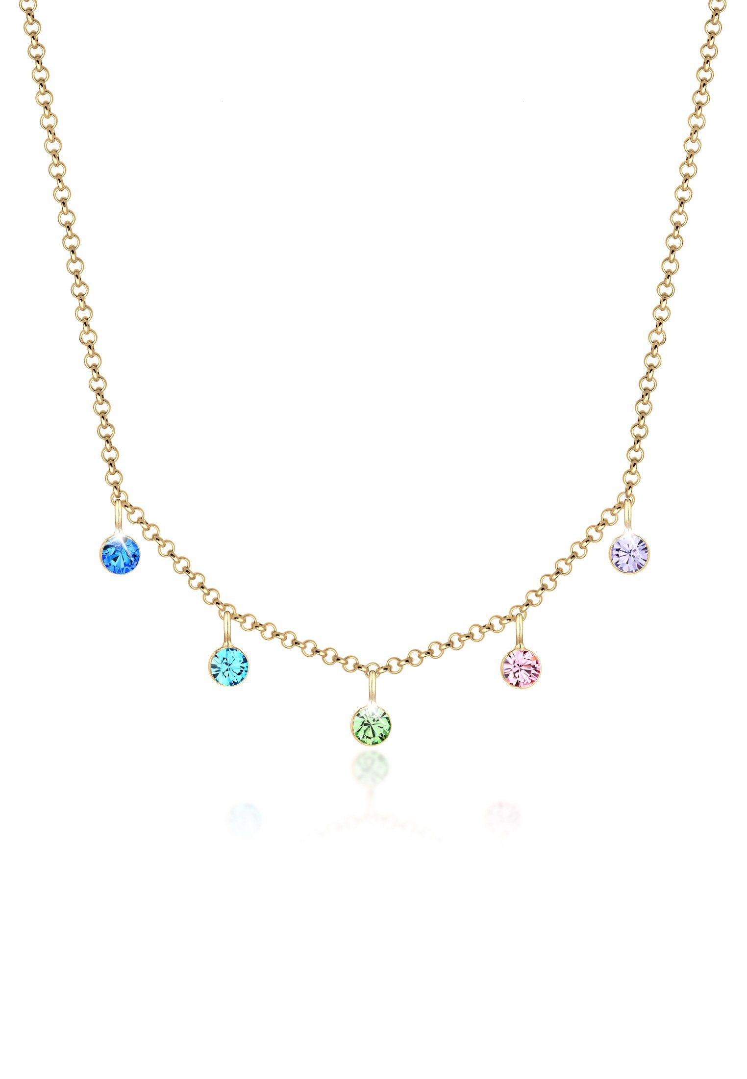 Elli Collierkettchen Glas Kristalle Pastell 925 Sterling Silber vergoldet