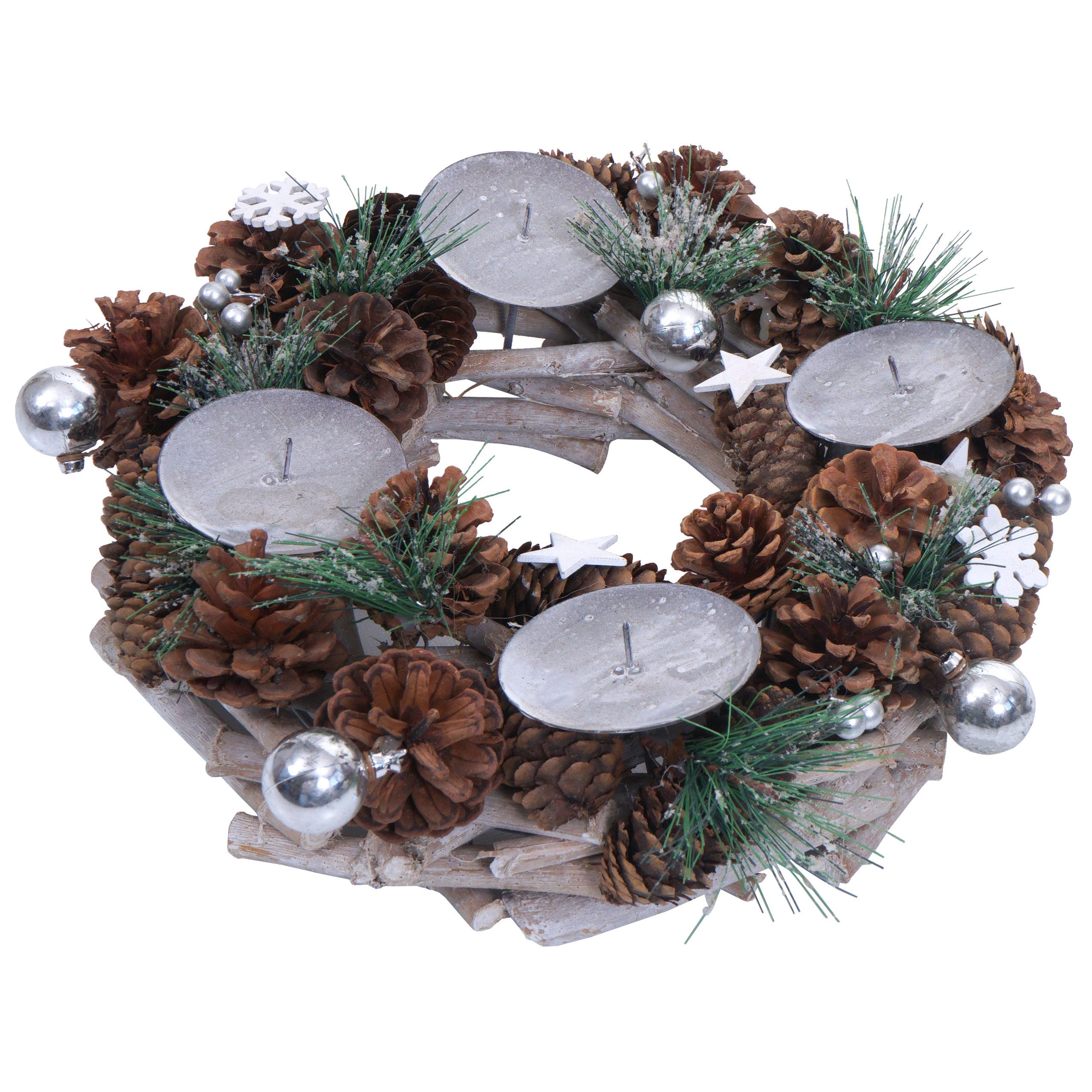 MCW Adventskranz MCW-M15-K, Mit dekorativen Kugeln und Sternen