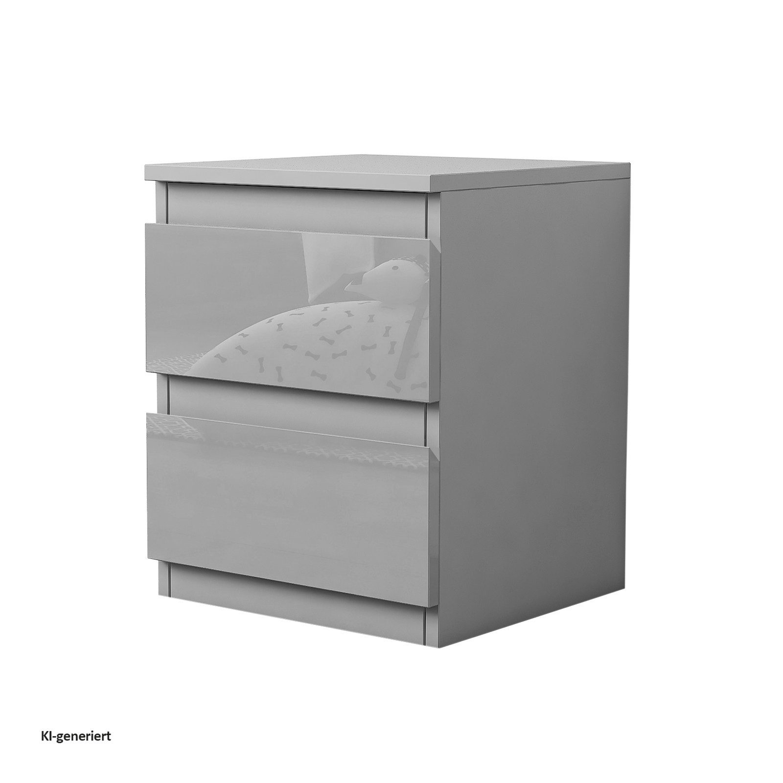 HTI-Living Nachtkommode Nachtschrank Kenji Hochglanz (Stück, 1 St., 1 Nachtschrank), Nachtkommode 2 Schubladen