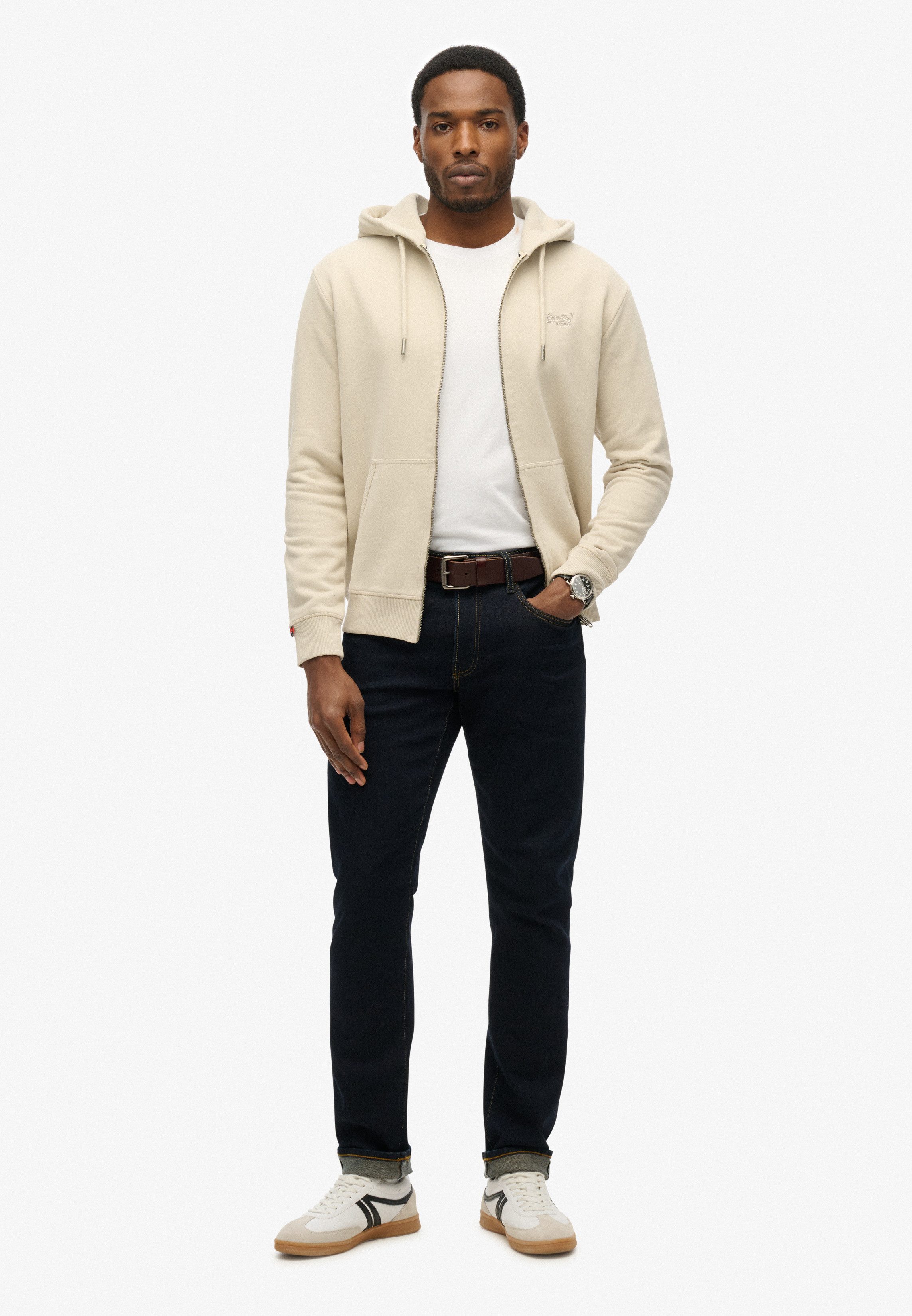 Superdry Kapuzensweatjacke ESSENTIAL LOGO ZIP HOODIE HB Baumwollmischung, slim fit