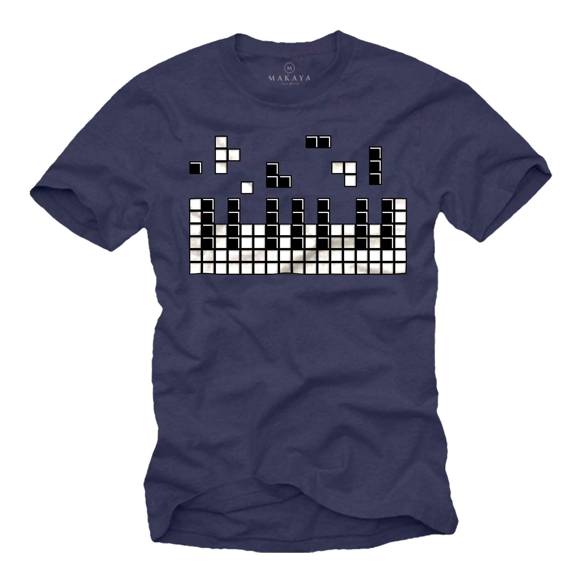 MAKAYA Print-Shirt Herren Piano Gamer Geschenke für Jungs Gaming Motiv Klavier Musiker Jungen, Männer, Jugendliche Blau