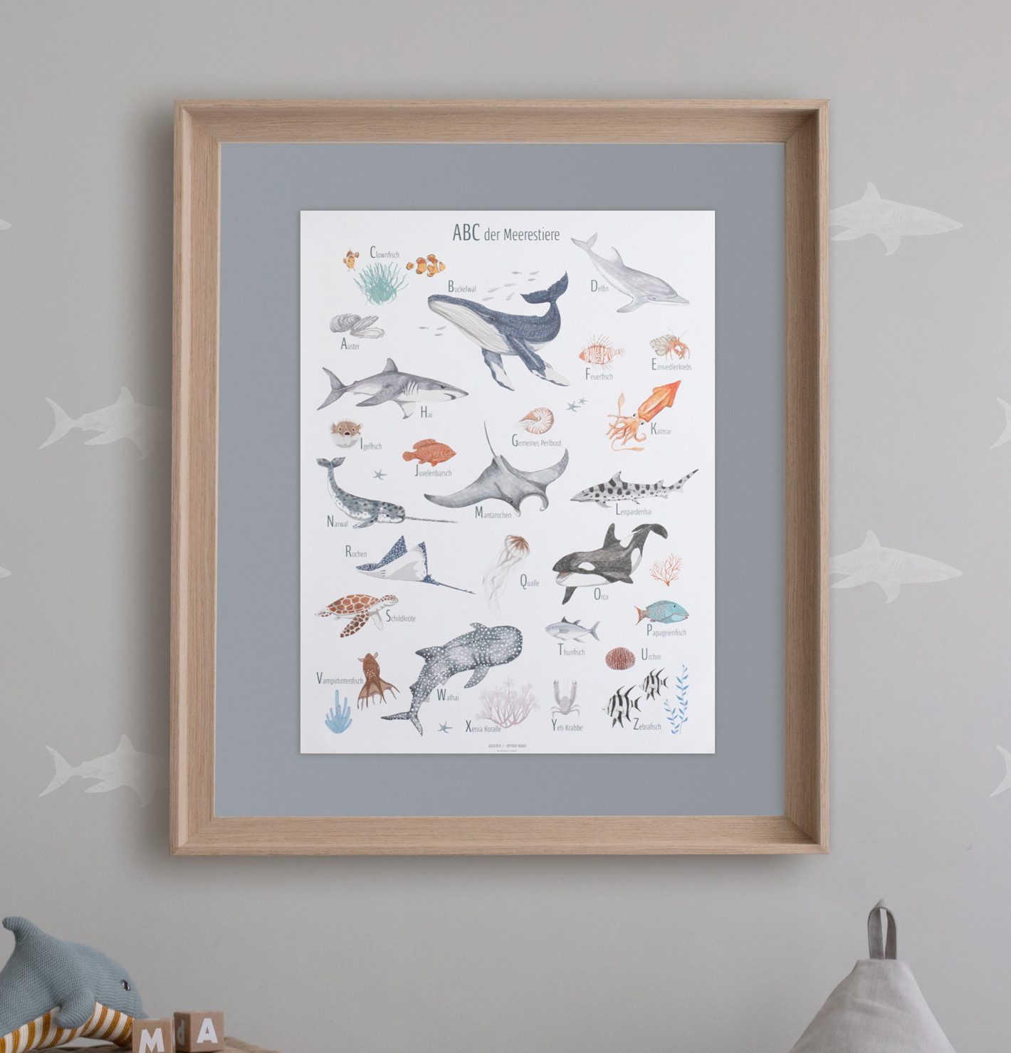 Designforlittleones Poster Meeres-ABC, kunterbunte Reise durch die Unterwasserwelt!