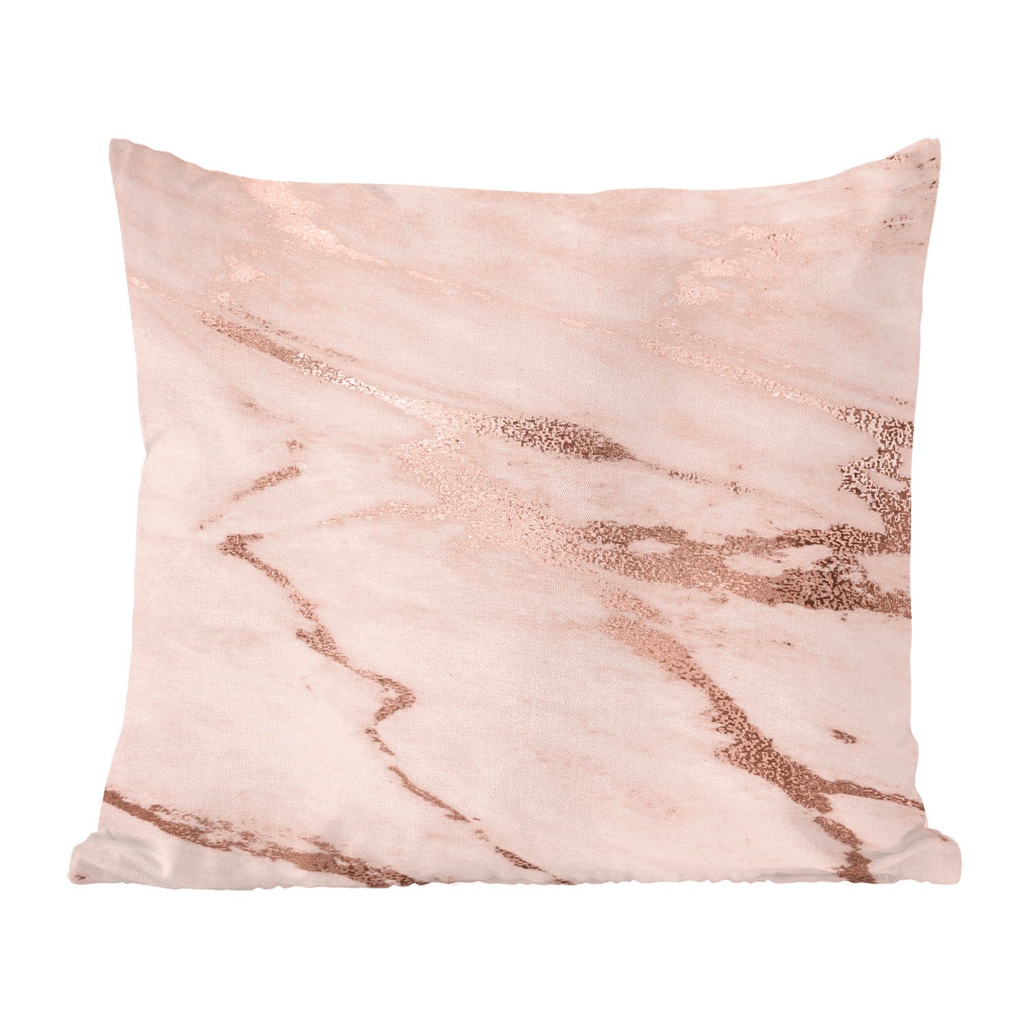 MuchoWow Dekokissen Marmor - Rosa - Rose - Gold, Zierkissen mit Füllung für Wohzimmer, Schlafzimmer, Deko, Sofakissen