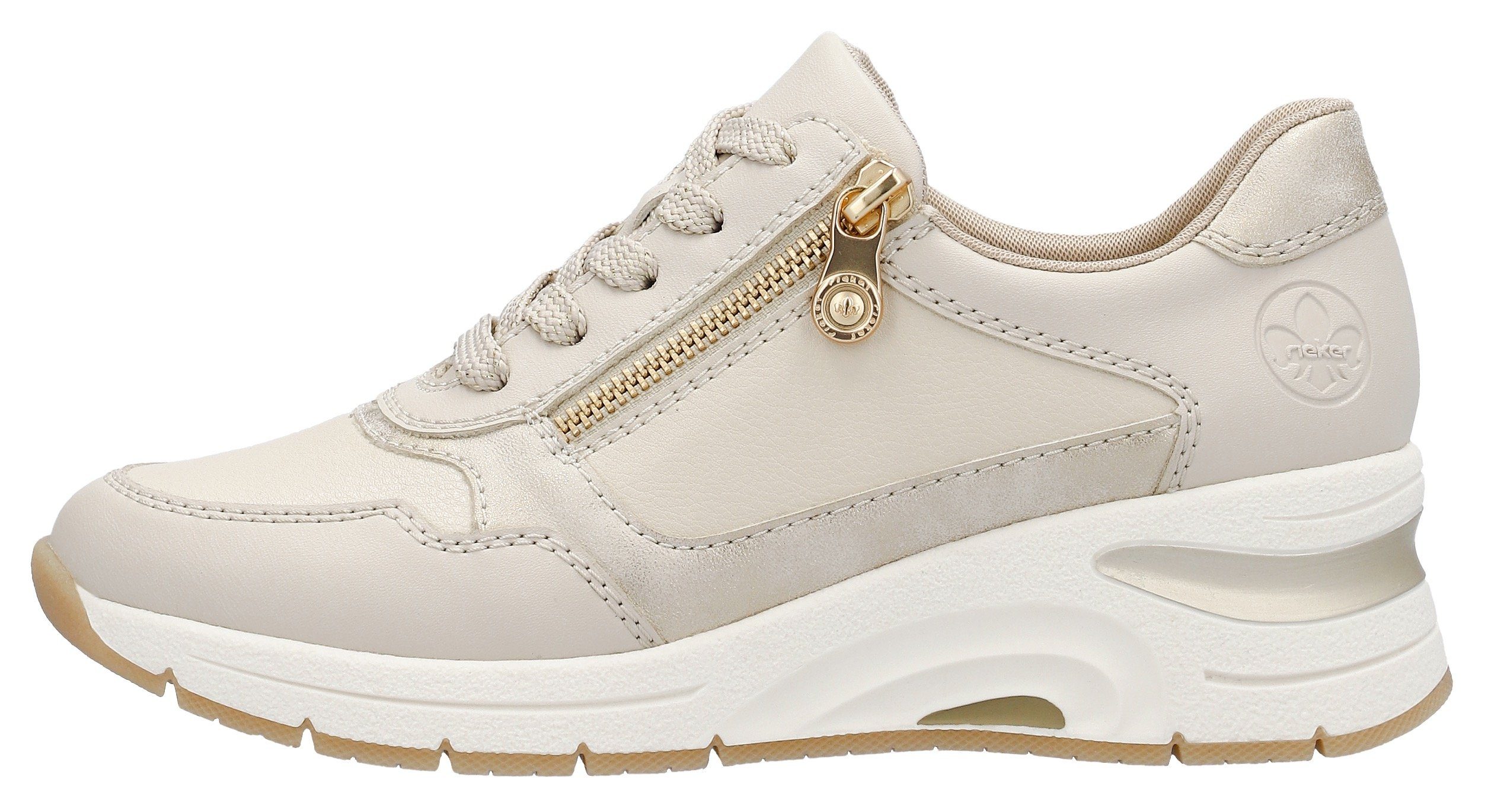 Rieker Sneaker mit seitlichem Reißverschluss,Freizeitschuh,Schnürschuh, schmale Form