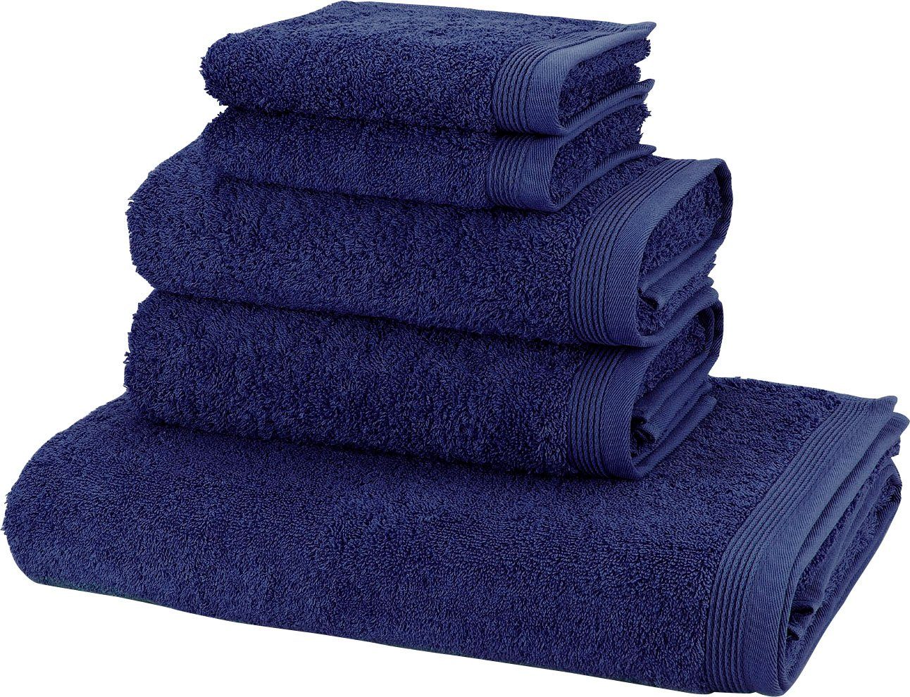 Möve Handtuch Set Basic, Walkfrottier (Set, 5-St), 5tlg.-Set: 2xGäste- 2xHand- und 1xBadetuch in Walkfrottier Qualität