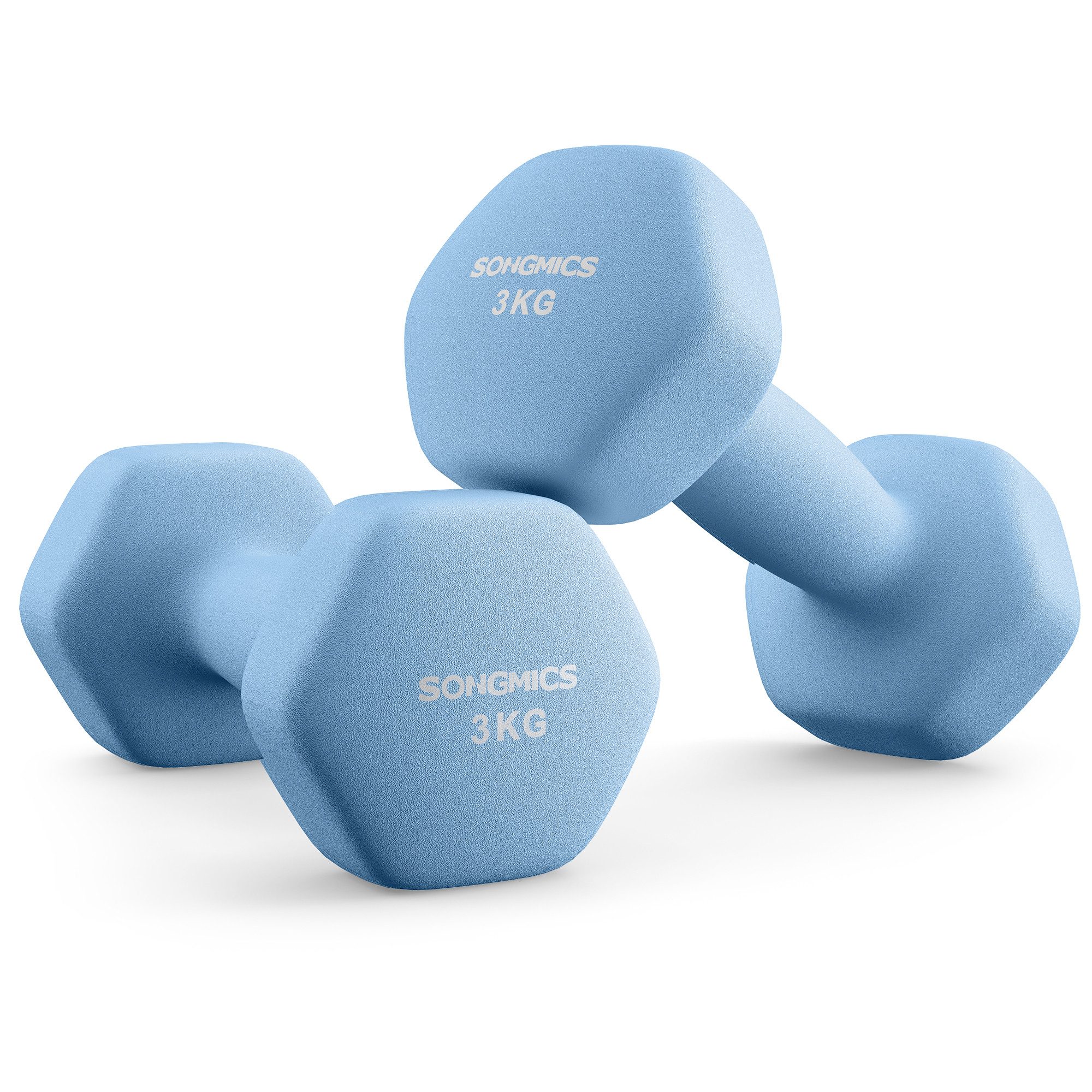 SONGMICS Kurzhantel Hantelset, Kurzhanteln, Hexagon, Neopren-Beschichtung, für Zuhause, (2er Set Neopren-Beschichtung, Hantelset, Kurzhanteln, Hexagon), 2 x 3 kg, Krafttraining, Workout, Fitnesstraining, für Zuhause