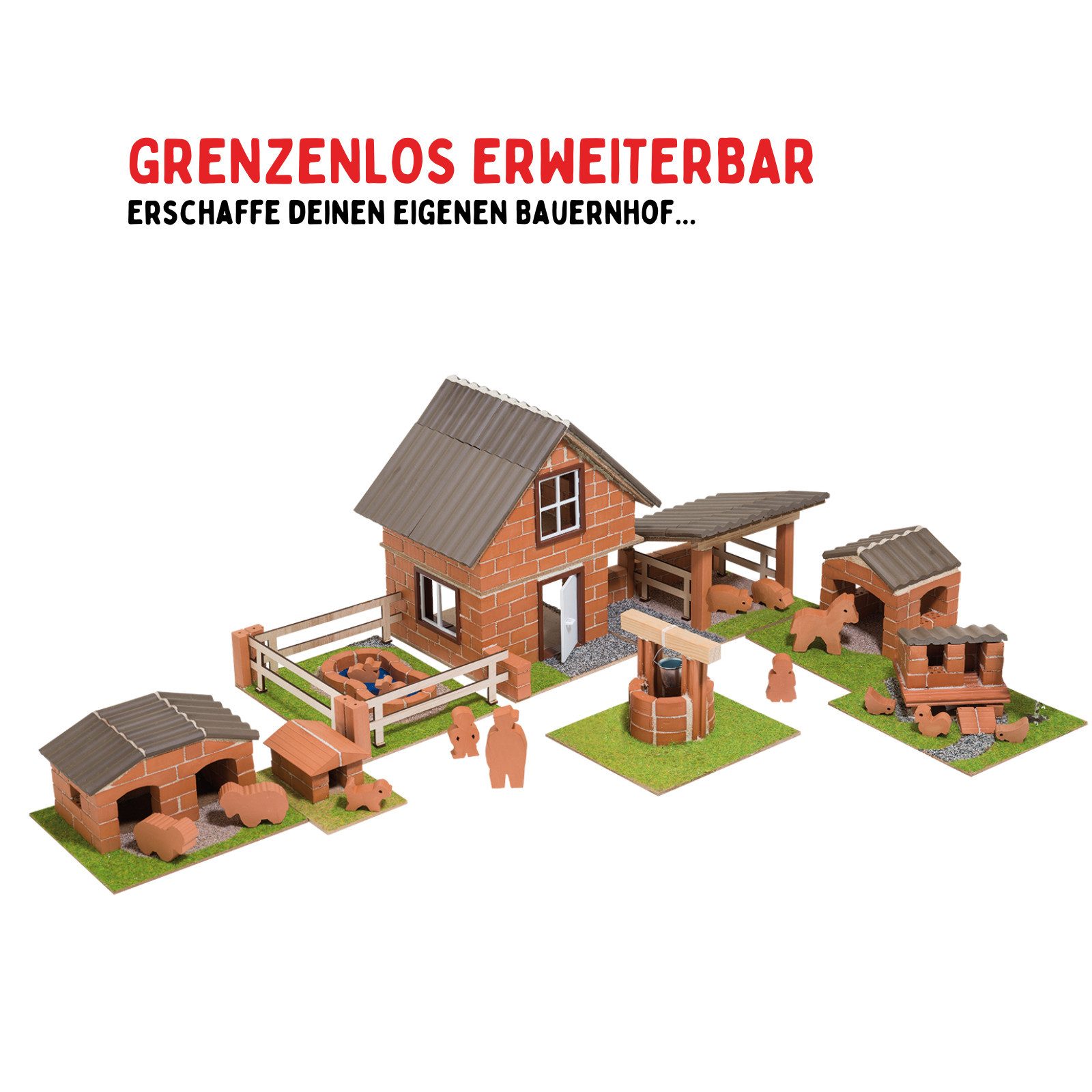 teifoc Bauernhof DIY Steinbaukasten, (Bastelset, 230 St., Lernspielzeug), Kreativset, Made in Germany
