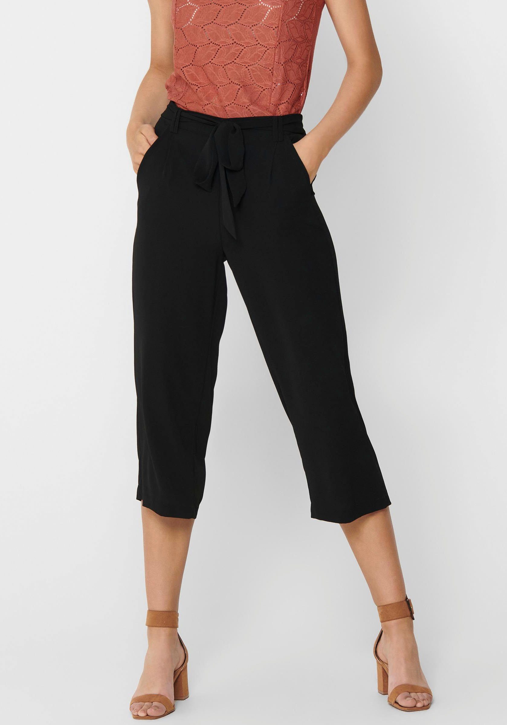 ONLY Palazzohose ONLWINNER PALAZZO CULOTTE PANT PTM uni Black in gestreiftem Design oder NOOS