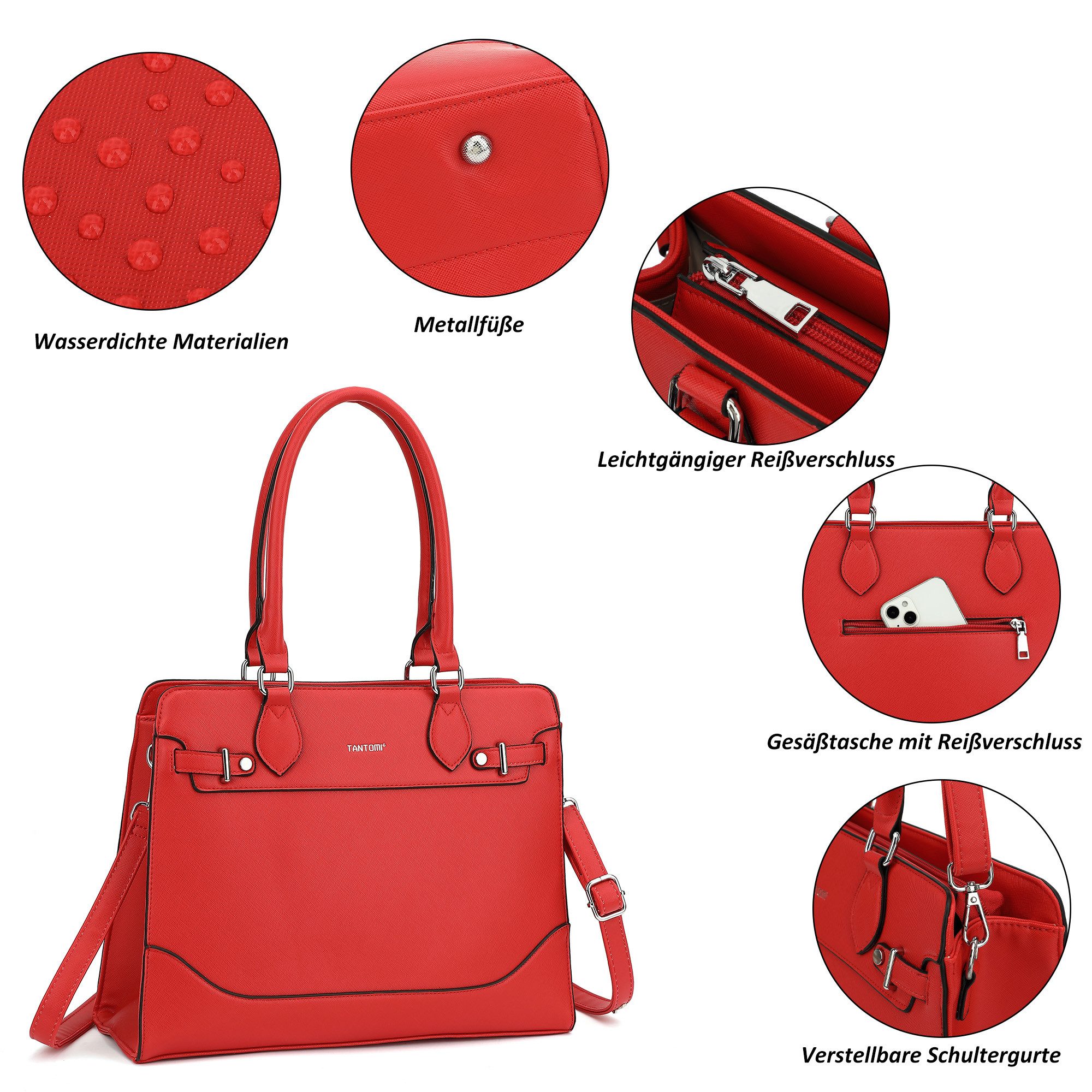TAN.TOMI Aktentasche Damen Große Business Handtasche Schultertasche Arbeit Schule, Multi-tasche Beuteltote Hobo Tragetasche für Büro Arbeit Schule
