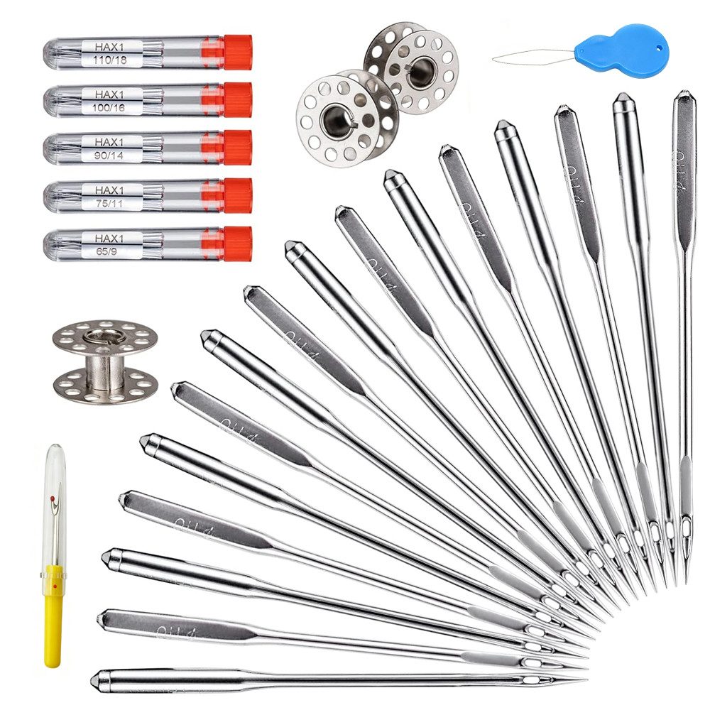 AFKSMILE Nähmaschinennadeln Nähmaschinennadel-Set,Universal-Standardnadeln für Nähmaschinennadeln, 100 St., Heim-Nähmaschinennadeln,Größen HAX1 65/9, 75/11, 90/14, 100/16, 110/18