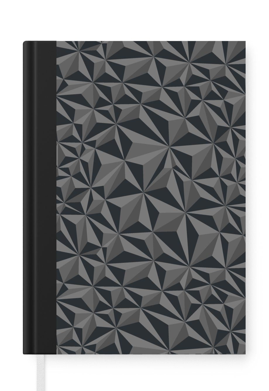 MuchoWow Notizbuch Geometrie - Grau - 3D - Muster, Journal, Merkzettel, Tagebuch, Notizheft, A5, 98 Seiten, Haushaltsbuch