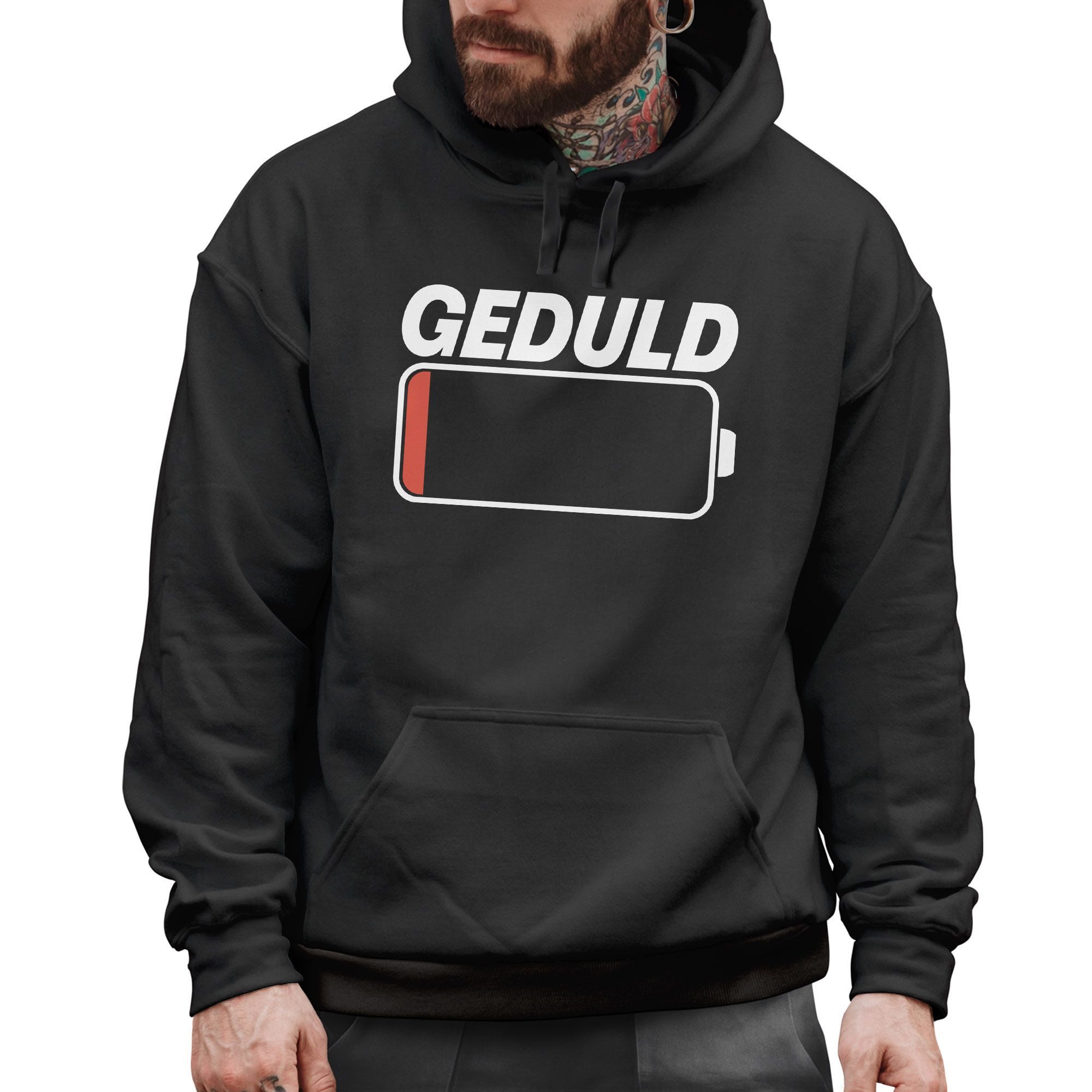MoonWorks Hoodie Hoodie Sprüche Lustig Akku Leer Schriftzug Geduld Witz günstig online kaufen