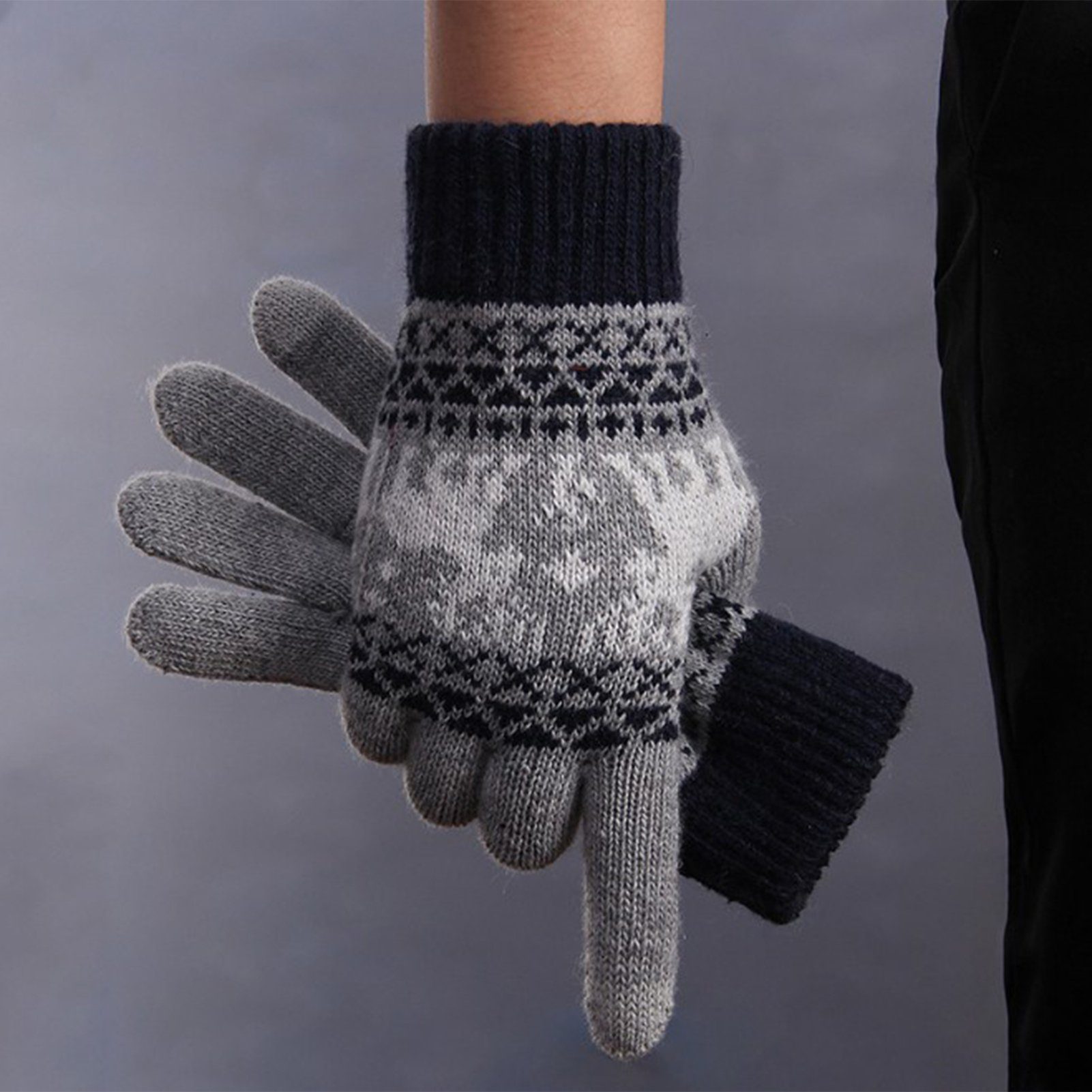 Blusmart Strickhandschuhe Verdickte Wärmende blau Touchscreen-Handschuhe Navy Damenhandschuhe, Fleecehandschuhe Gestrickte