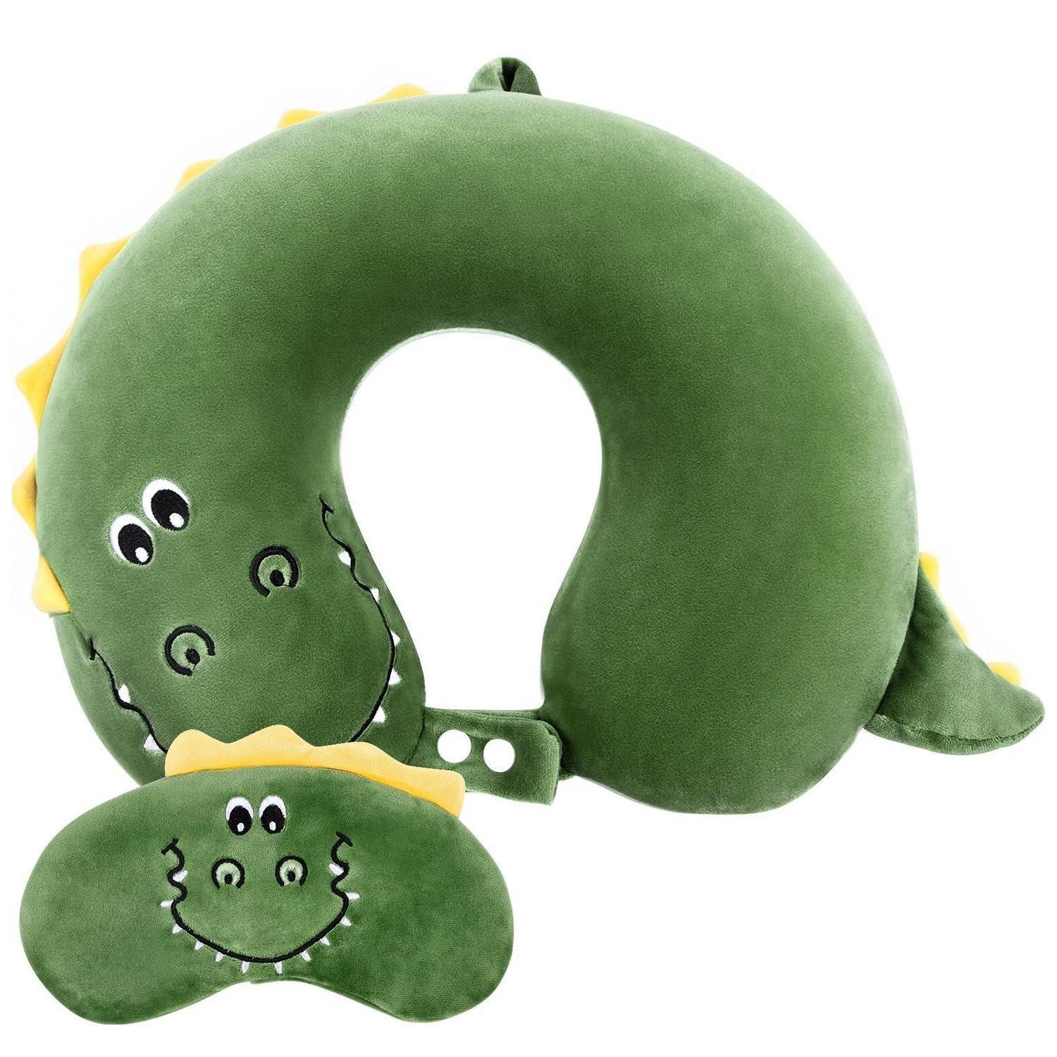 LuxusKollektion Augenkissen Reisekissen Memory Foam Cartoon Dinosaurier Grüner Dinosaurier