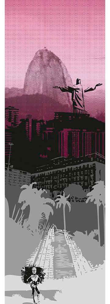Architects Paper Fototapete Rio De Janeiro, (1 St), Grafik Tapete Stadt Rio Pink Schwarz Weiß Panel,00m x 2,80m
