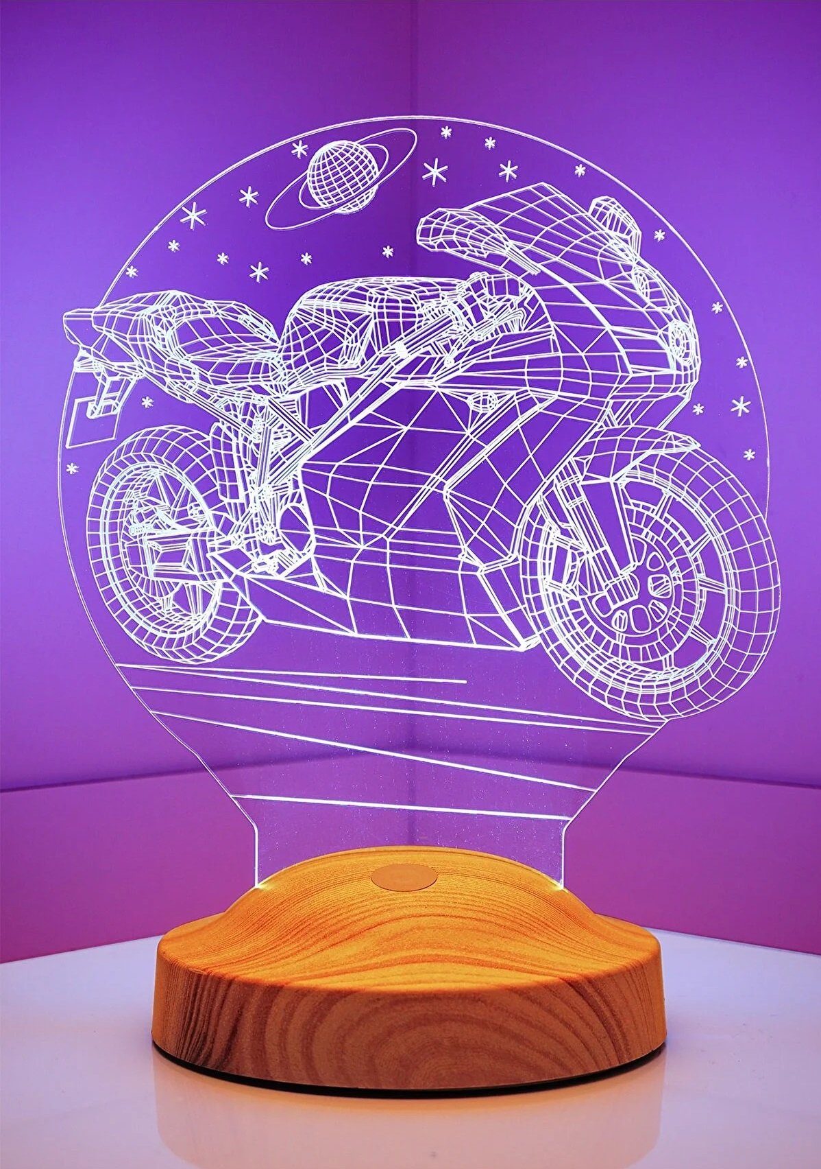 Geschenkelampe LED Nachttischlampe Racing Motorrad 3D Nachtlicht Geschenk für Motorradfahrer, Leuchte 7 Farben fest integriert, Geburtstagsgeschenk für Freunde, – Bild 3 von 5