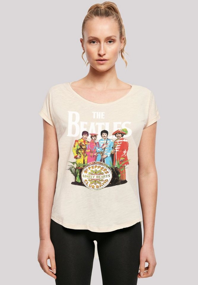 F4NT4STIC T-Shirt The Beatles Band Sgt Pepper Black Print, Hinten extra  lang geschnittenes Damen T-Shirt