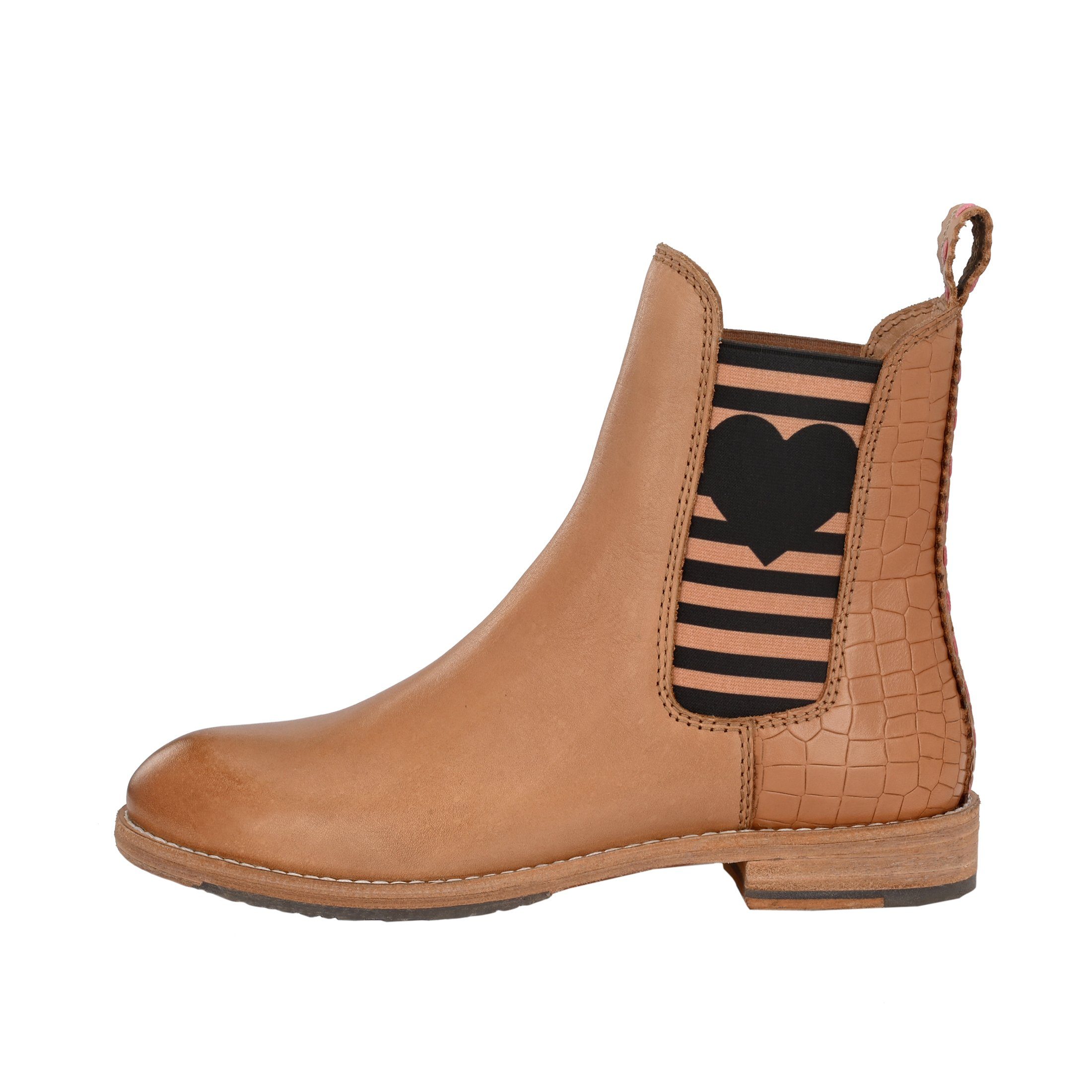 und Streifen Chelseaboots mit Hellcognac Herz CRICKIT AMY